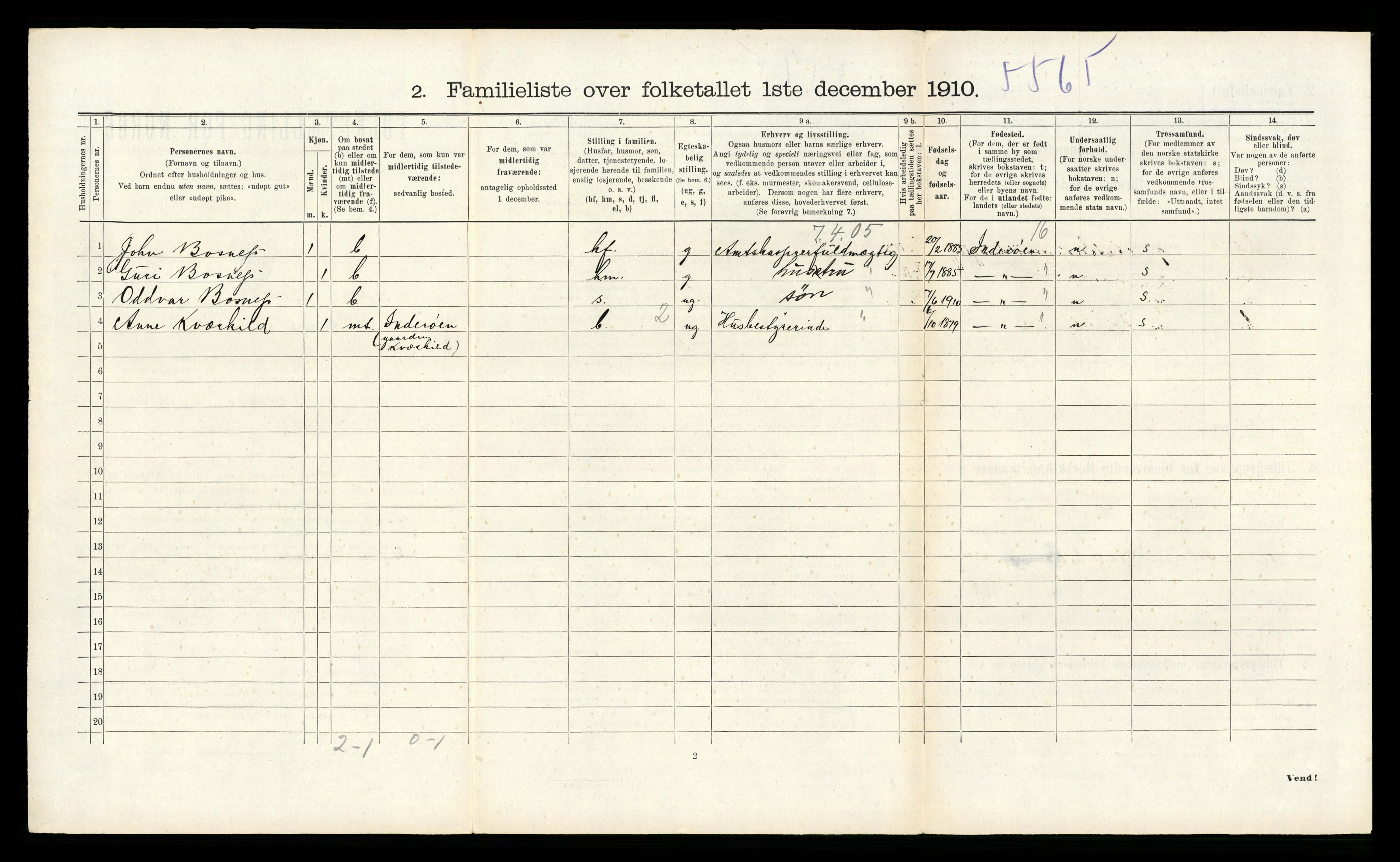RA, 1910 census for Bodø, 1910, p. 330