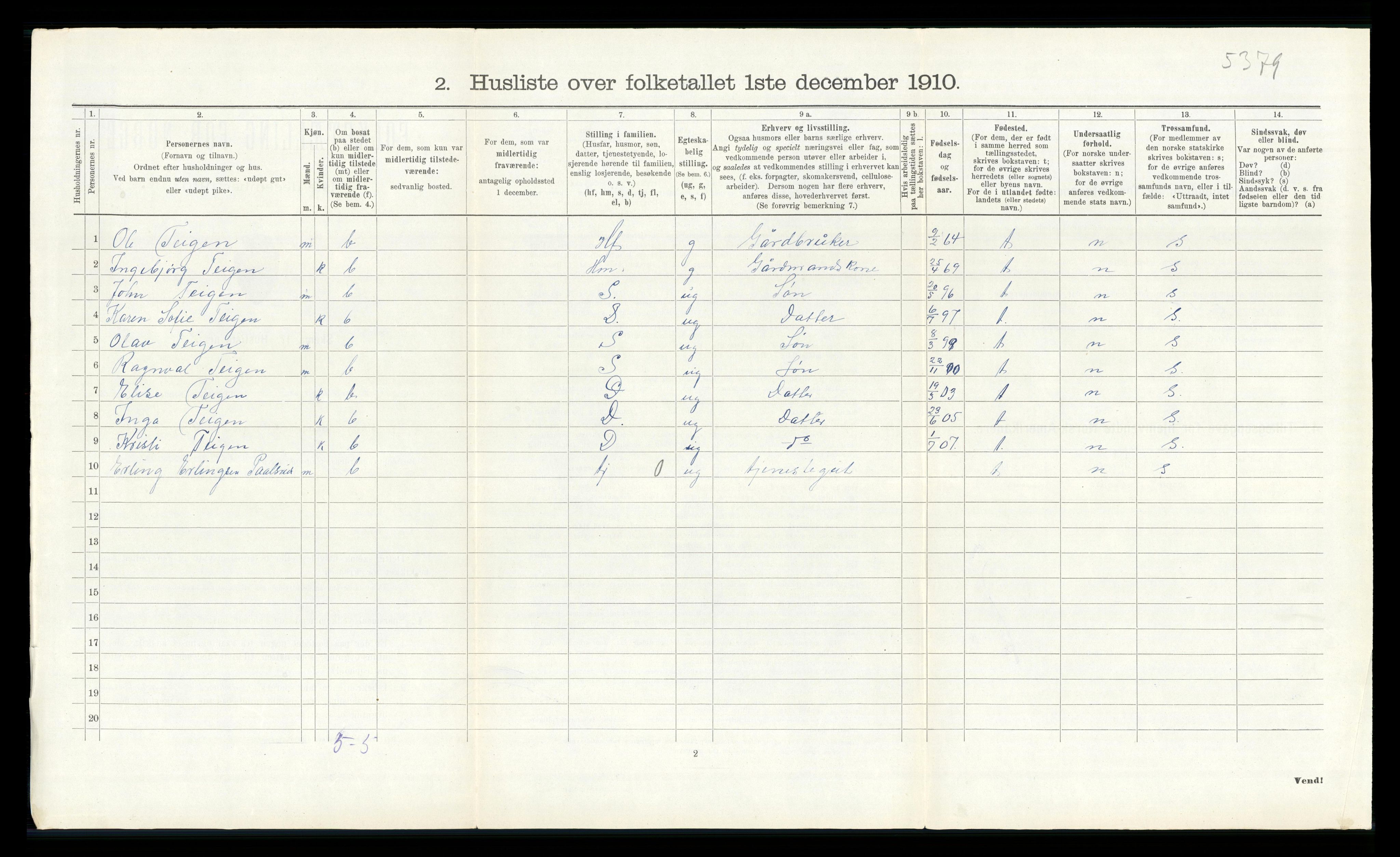 RA, 1910 census for Ådal, 1910, p. 516