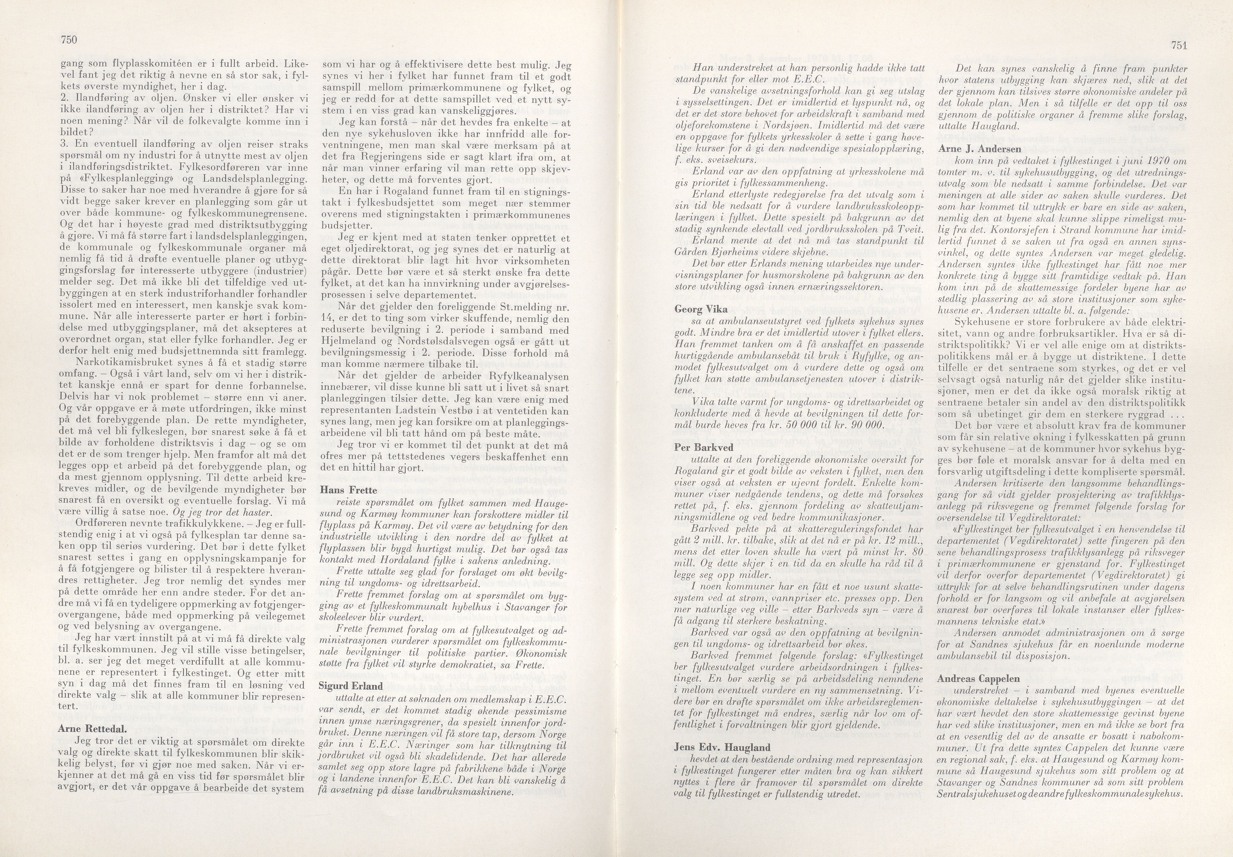 Rogaland fylkeskommune - Fylkesrådmannen , IKAR/A-900/A/Aa/Aaa/L0090: Møtebok , 1970, p. 750-751