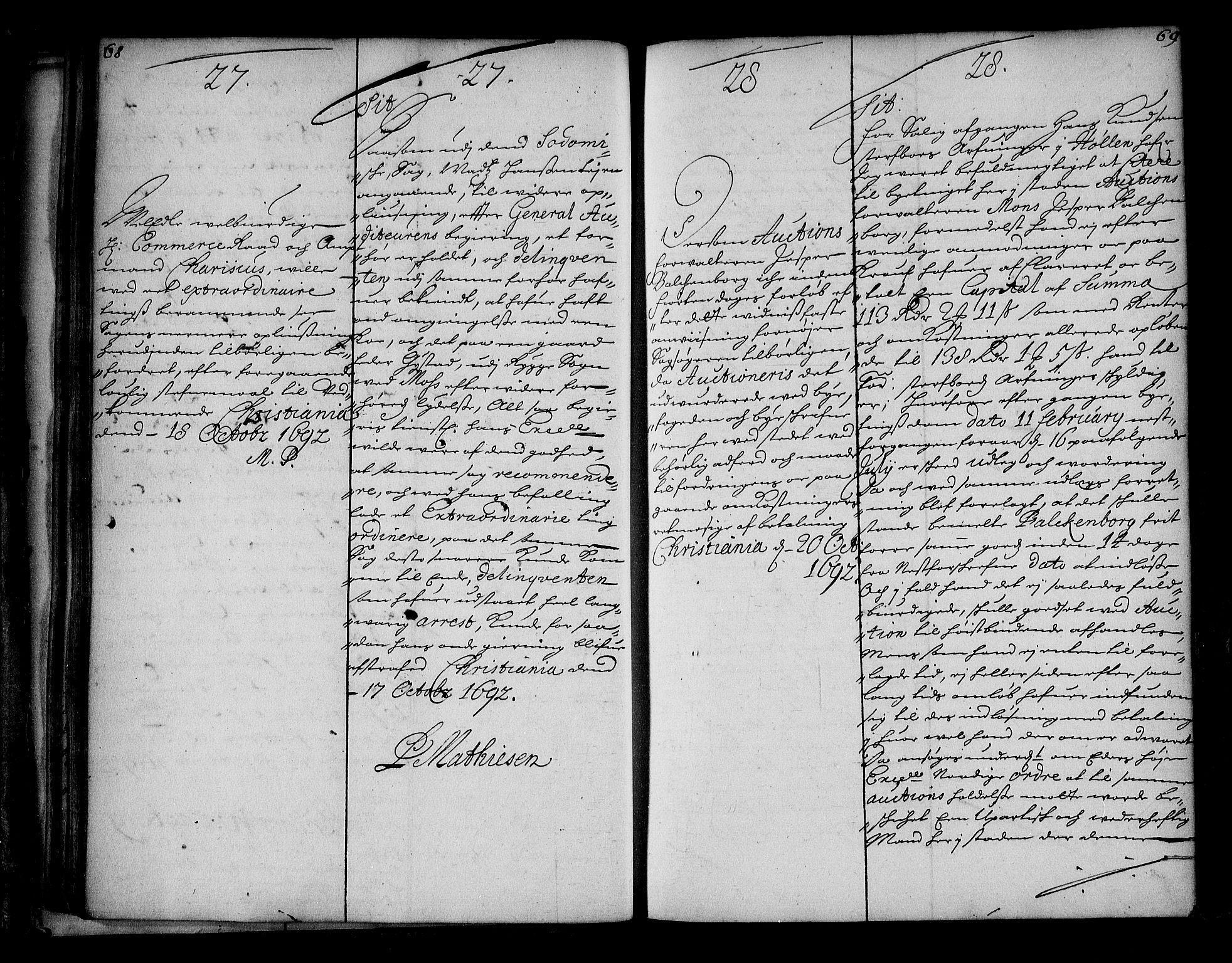 Stattholderembetet 1572-1771, AV/RA-EA-2870/Ae/L0010: Supplikasjons- og resolusjonsprotokoll, 1692-1693, p. 68-69