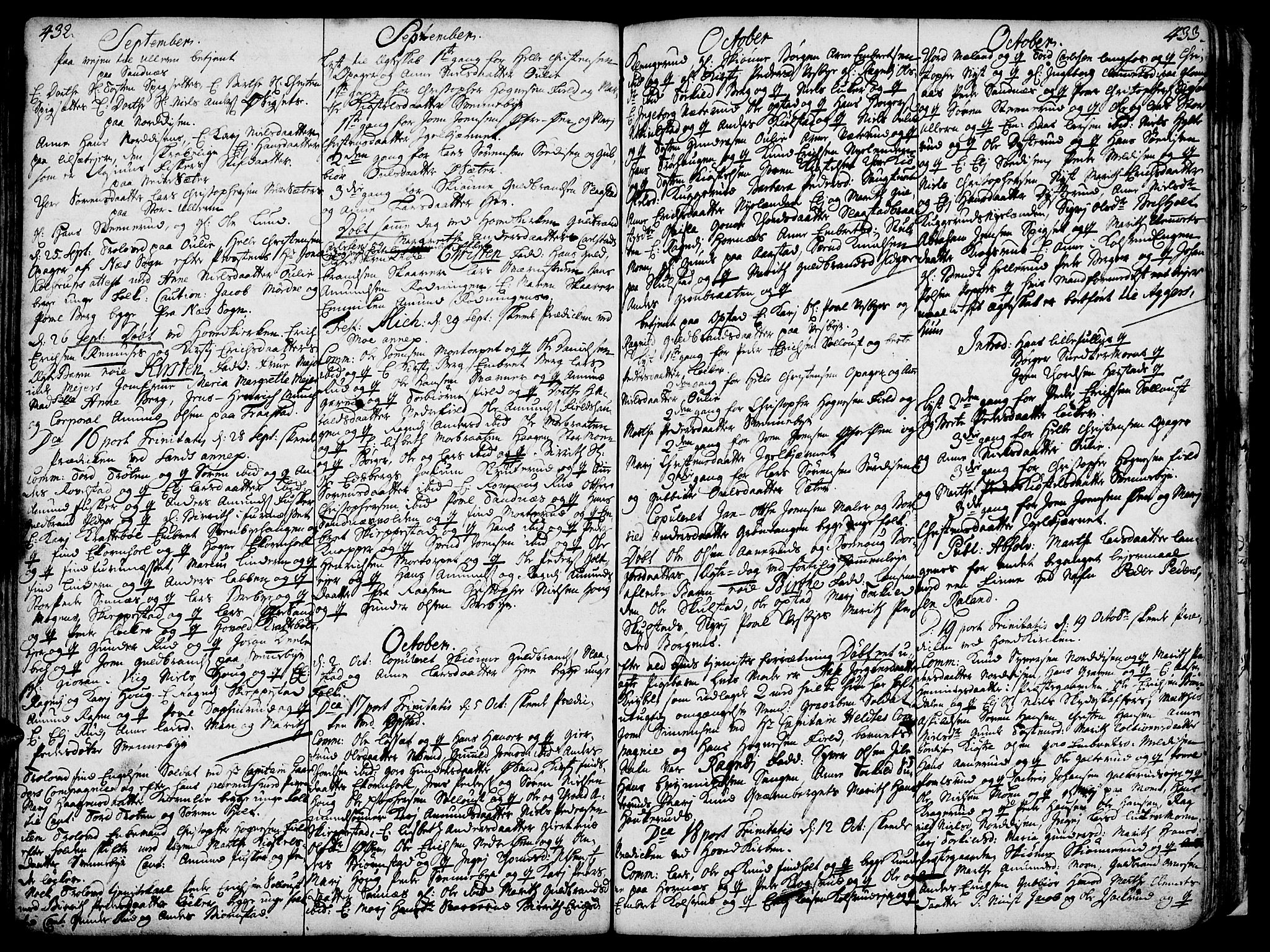 Strøm-Odalen prestekontor, AV/SAH-PREST-028/H/Ha/Haa/L0002: Parish register (official) no. 2, 1716-1740, p. 432-433