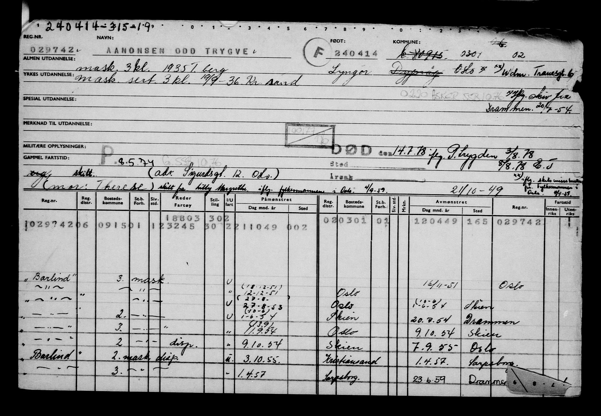 Direktoratet for sjømenn, AV/RA-S-3545/G/Gb/L0120: Hovedkort, 1914, p. 253