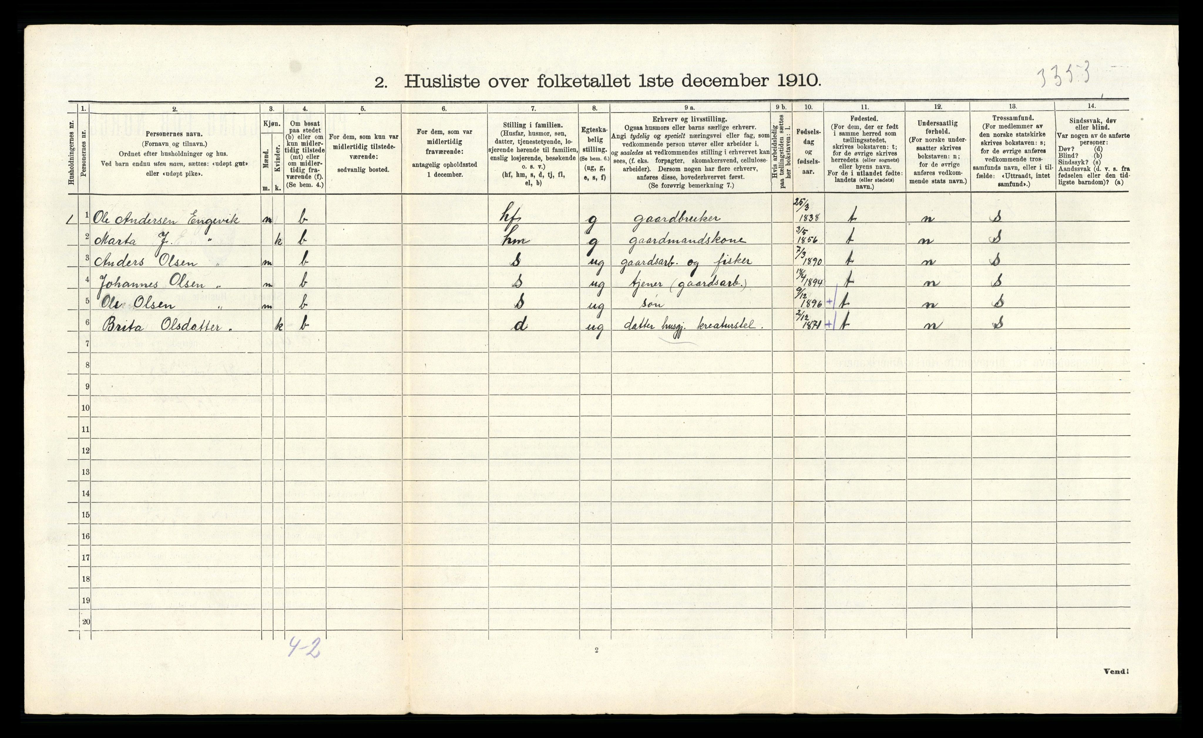 RA, 1910 census for Fitjar, 1910, p. 918