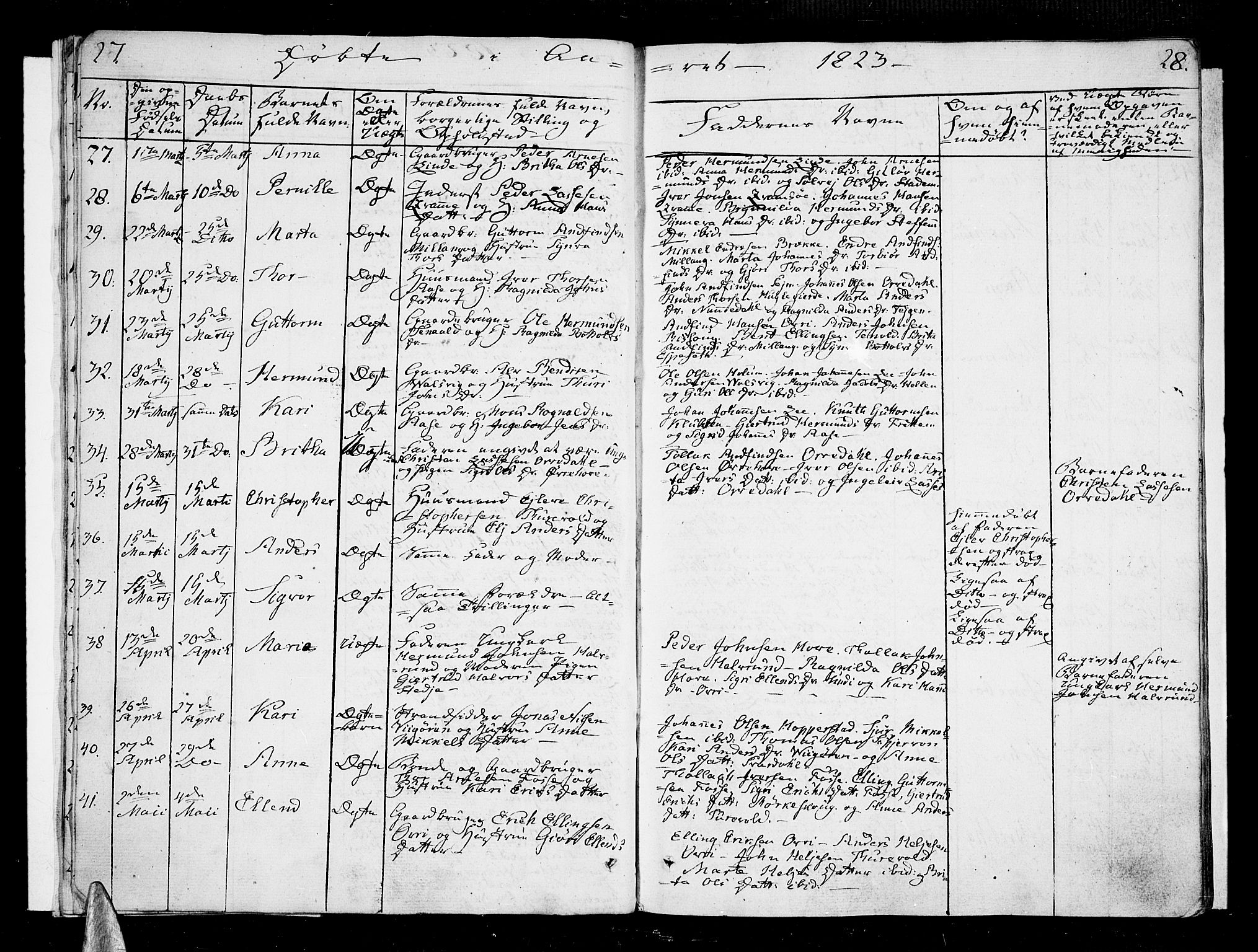 Vik sokneprestembete, SAB/A-81501: Parish register (official) no. A 6, 1821-1831, p. 27-28
