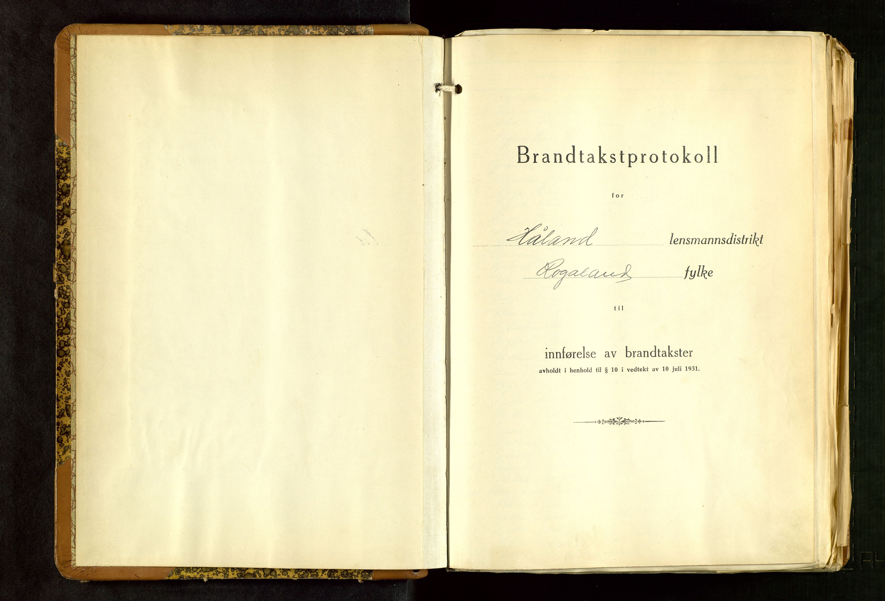 Håland lensmannskontor, SAST/A-100100/Gob/L0011: "Brandtakstprotokoll" - skjematakst. Register i boken., 1936-1938