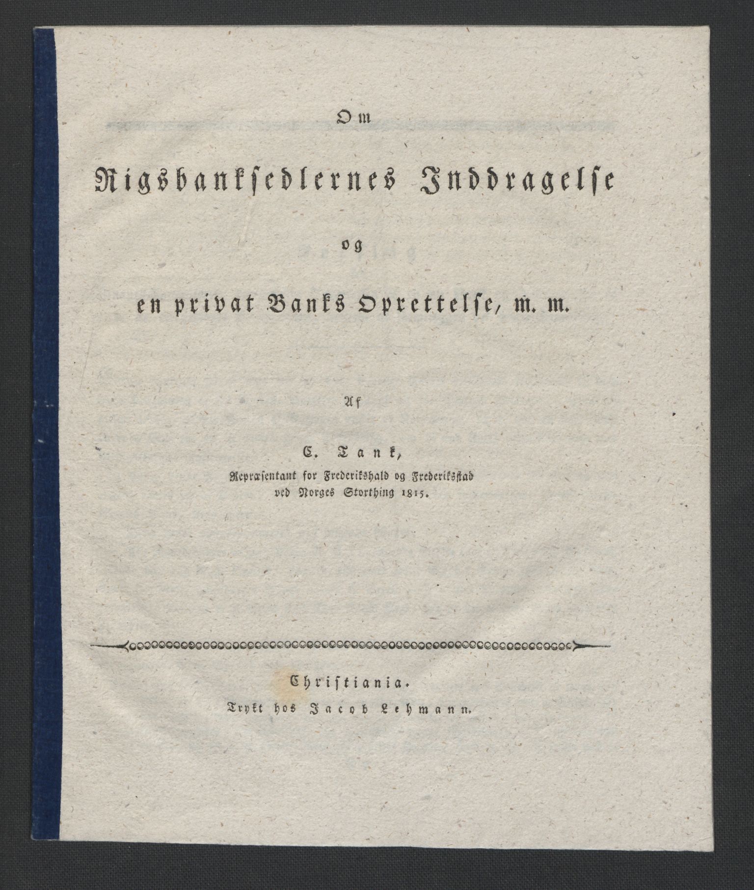 Christie, Wilhelm Frimann Koren, AV/RA-PA-0014/F/L0005: Christies dokumenter fra Stortinget, 1815-1816, p. 526