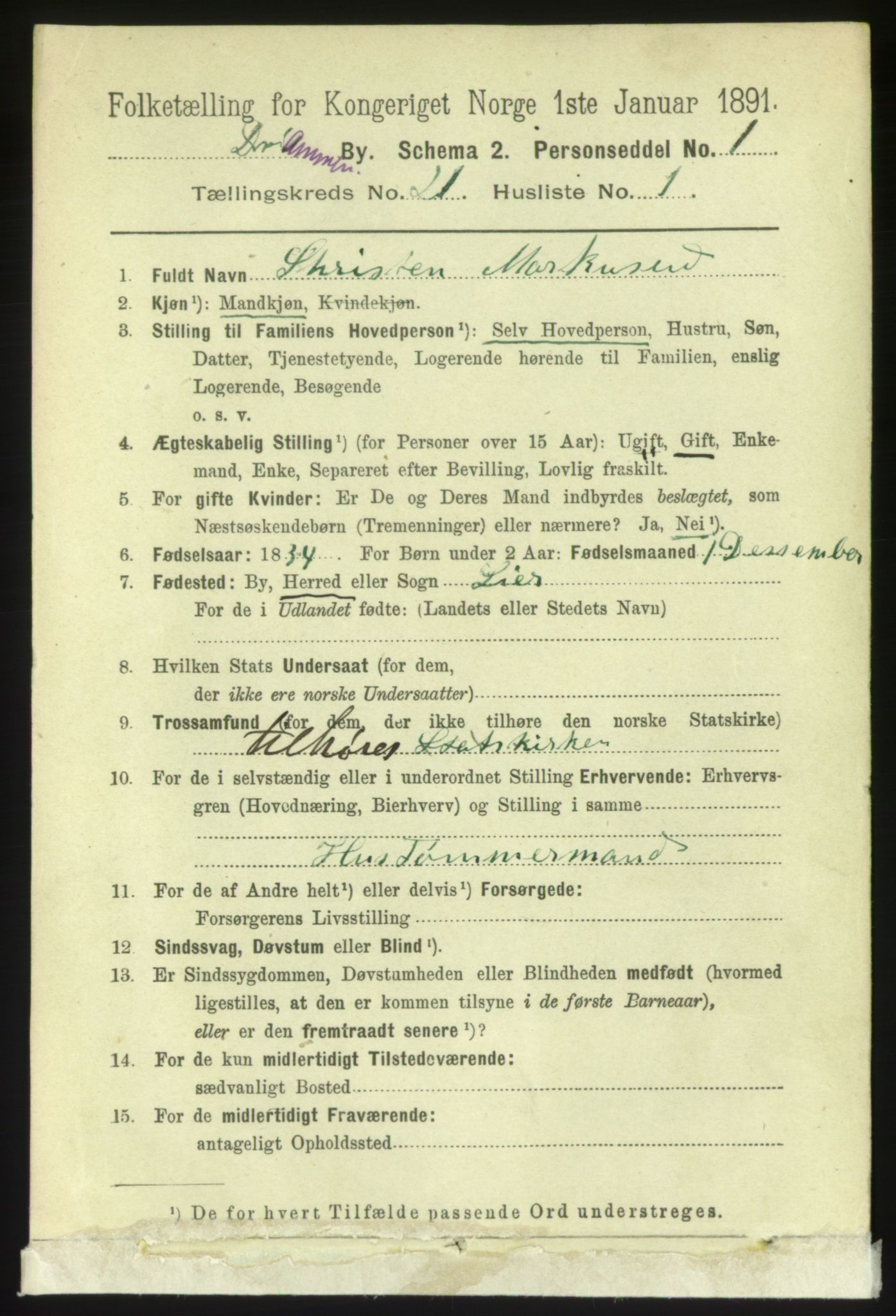 RA, 1891 census for 0602 Drammen, 1891, p. 13024