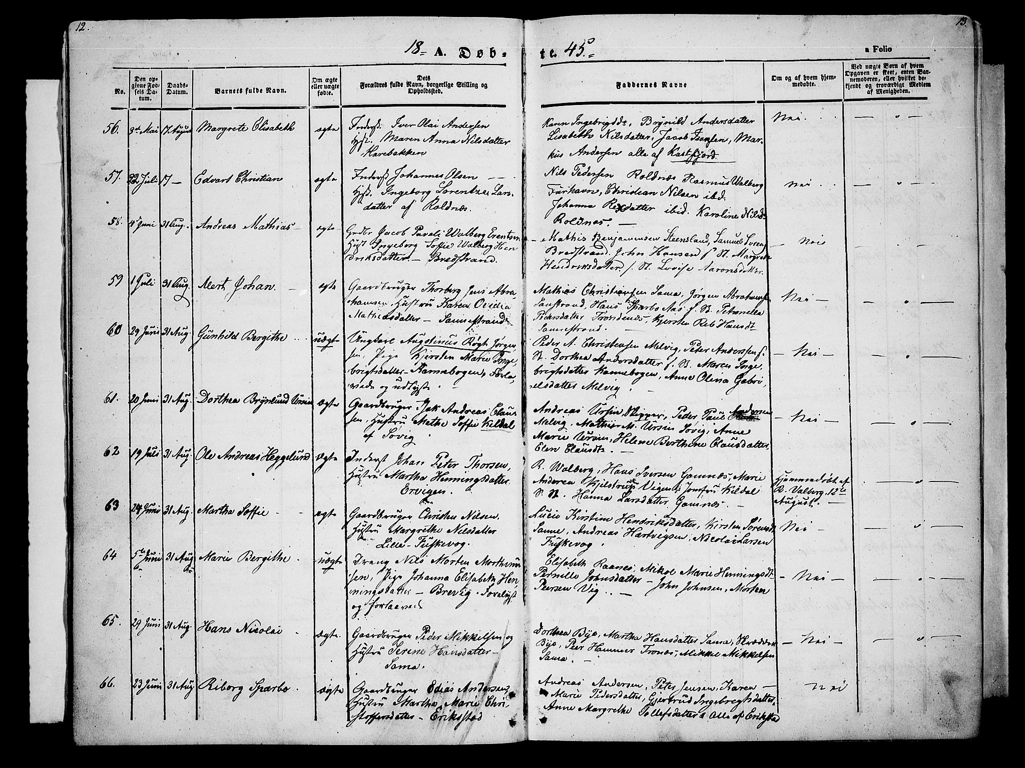 Trondenes sokneprestkontor, AV/SATØ-S-1319/H/Hb/L0006klokker: Parish register (copy) no. 6, 1845-1855, p. 12-13