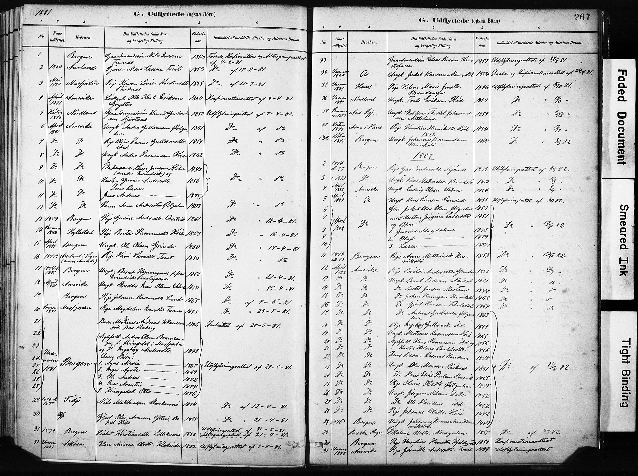 Gulen sokneprestembete, SAB/A-80201/H/Haa/Haab/L0001: Parish register (official) no. B 1, 1881-1905, p. 267