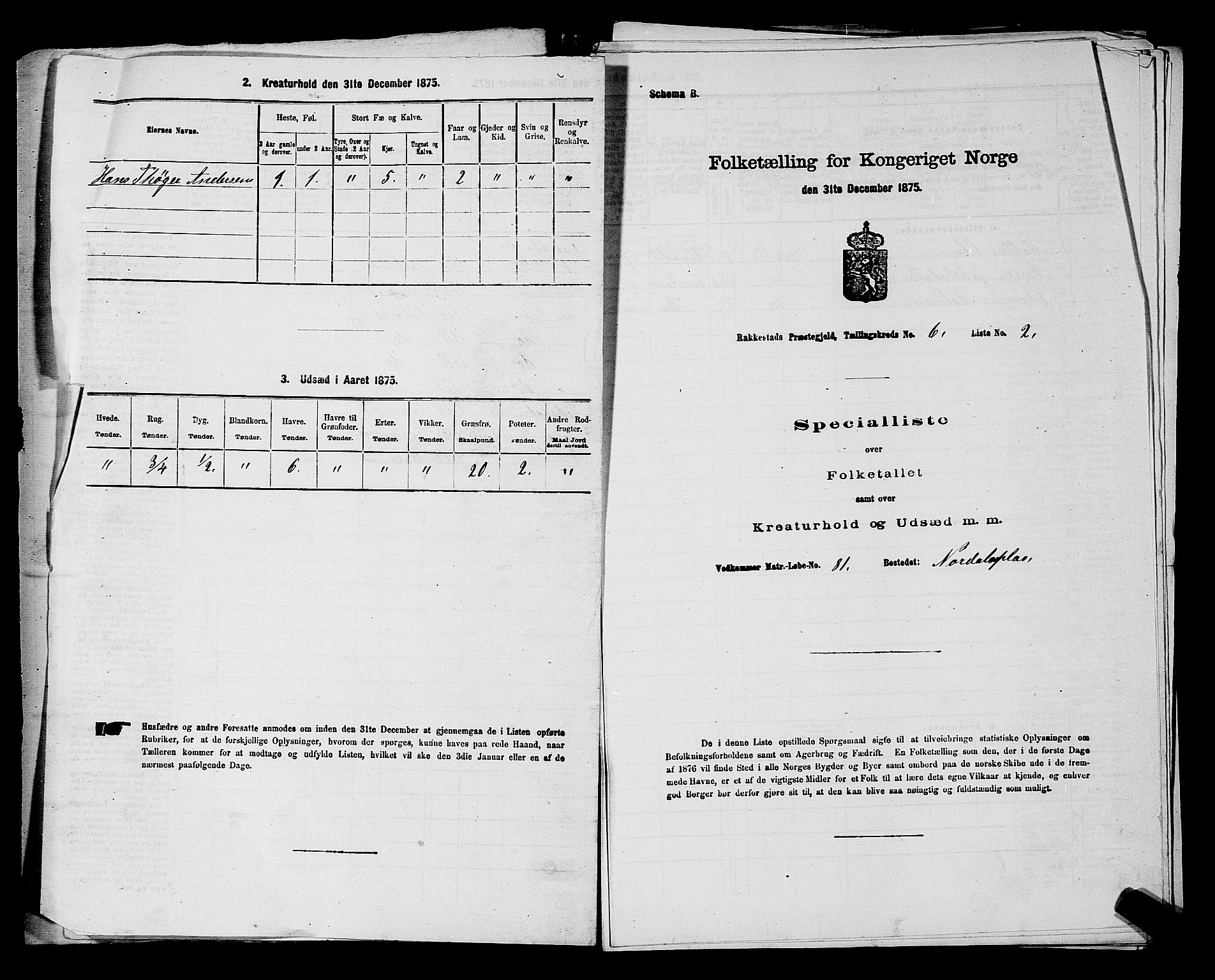 RA, 1875 census for 0128P Rakkestad, 1875, p. 672