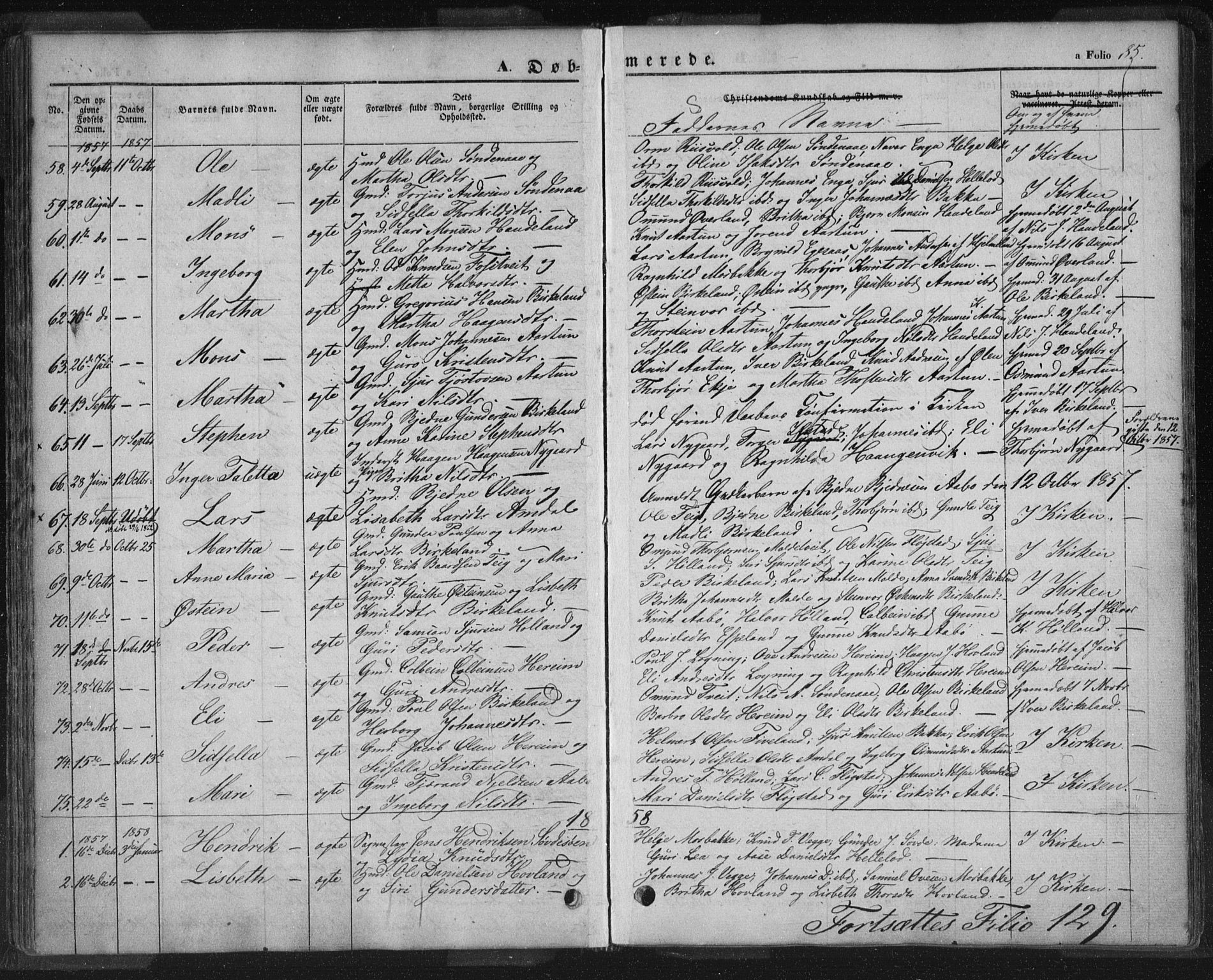 Sand sokneprestkontor, AV/SAST-A-101848/01/III/L0002: Parish register (official) no. A 2, 1838-1859, p. 85