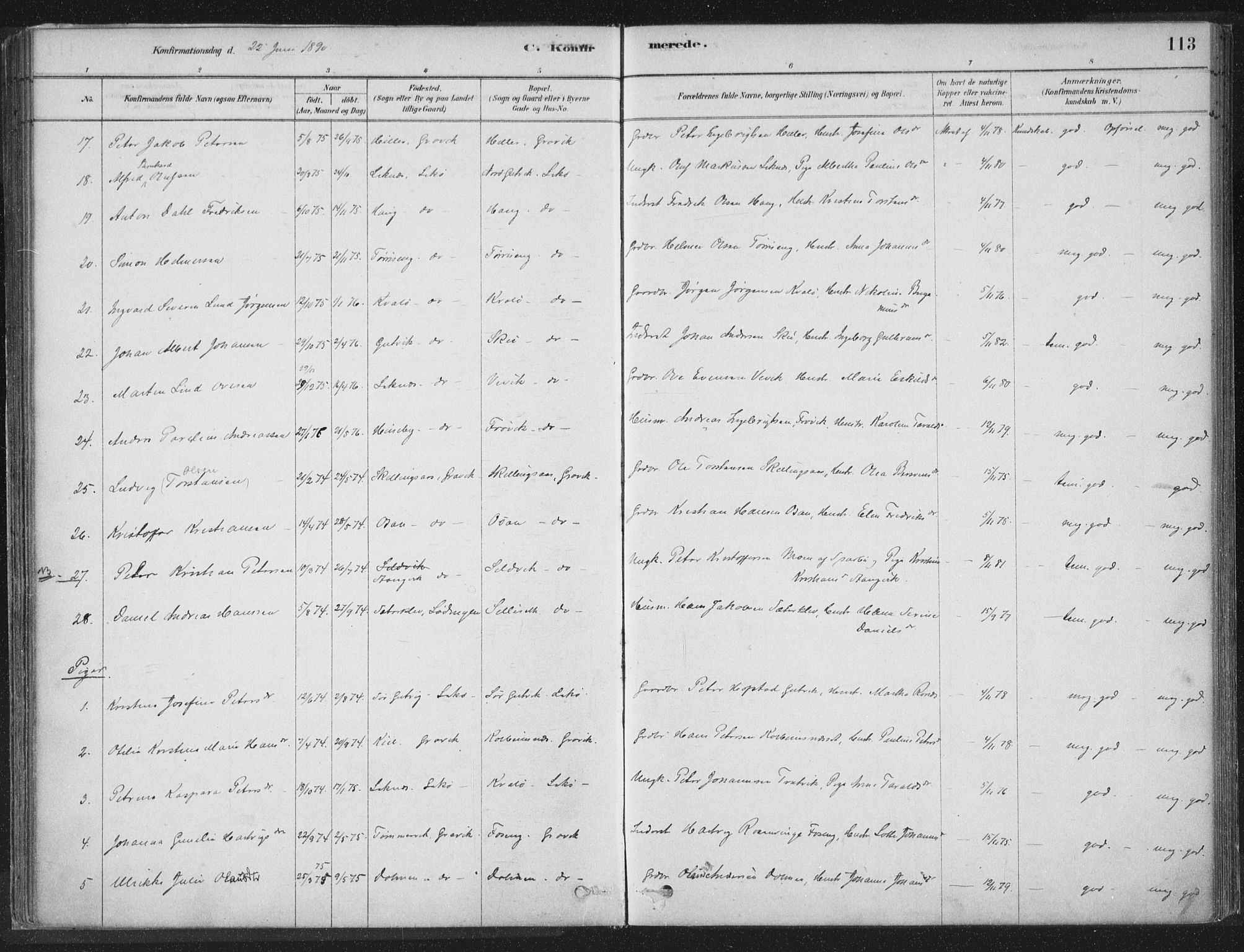Ministerialprotokoller, klokkerbøker og fødselsregistre - Nord-Trøndelag, SAT/A-1458/788/L0697: Parish register (official) no. 788A04, 1878-1902, p. 113