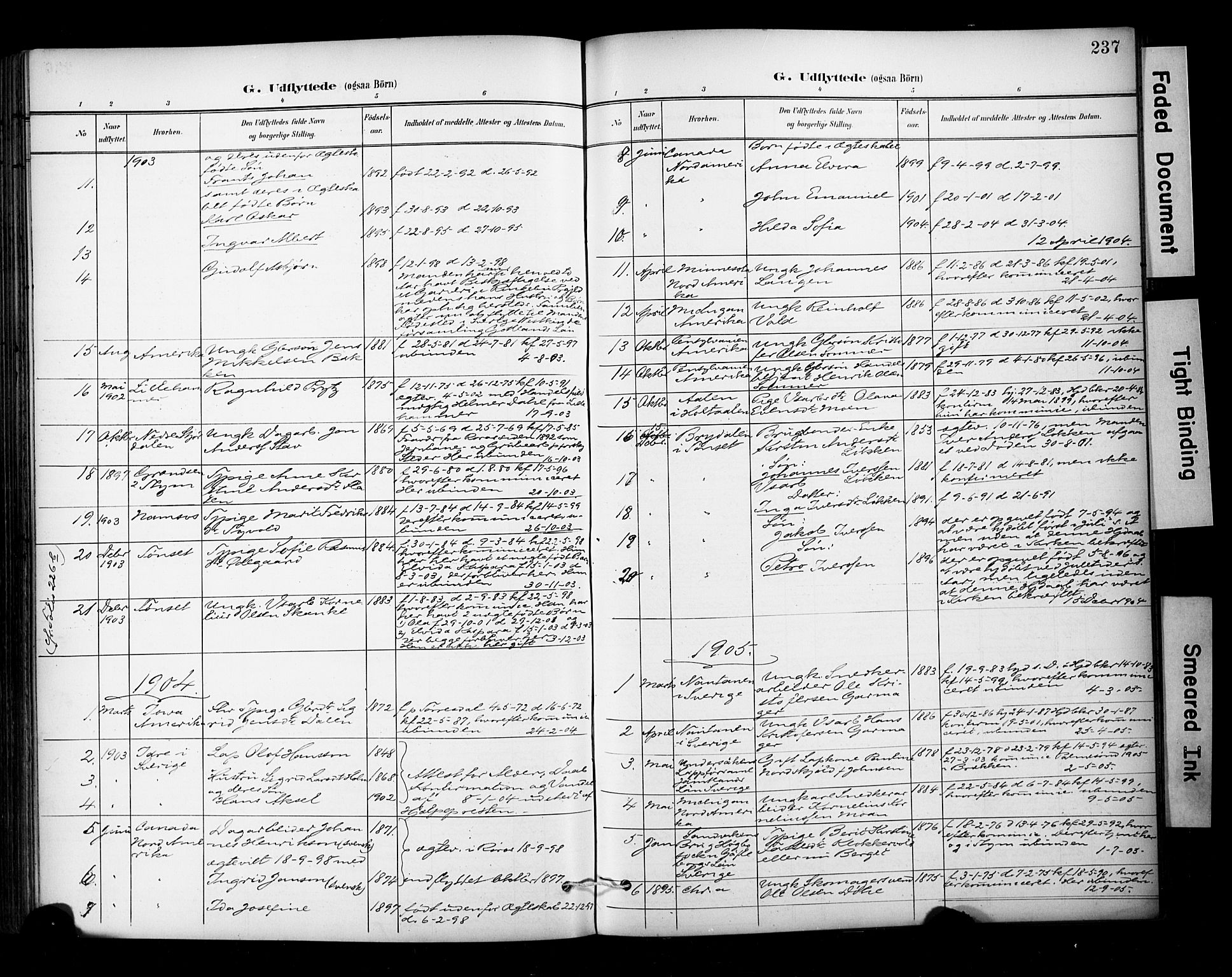 Ministerialprotokoller, klokkerbøker og fødselsregistre - Sør-Trøndelag, SAT/A-1456/681/L0936: Parish register (official) no. 681A14, 1899-1908, p. 237