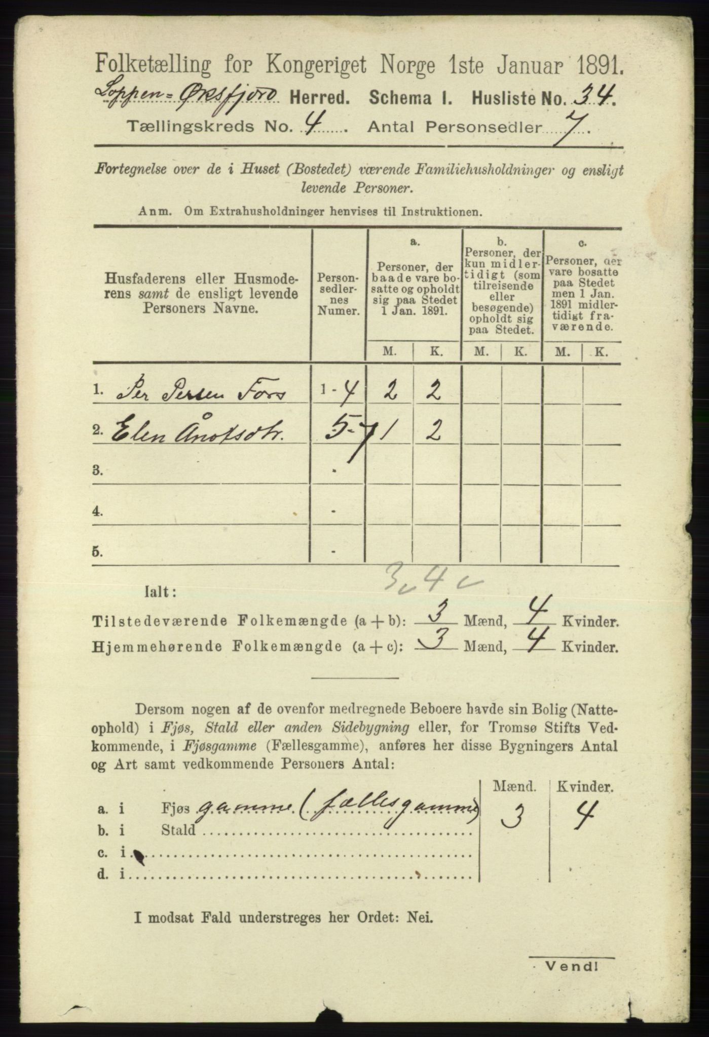 RA, 1891 census for 2014 Loppa, 1891, p. 850