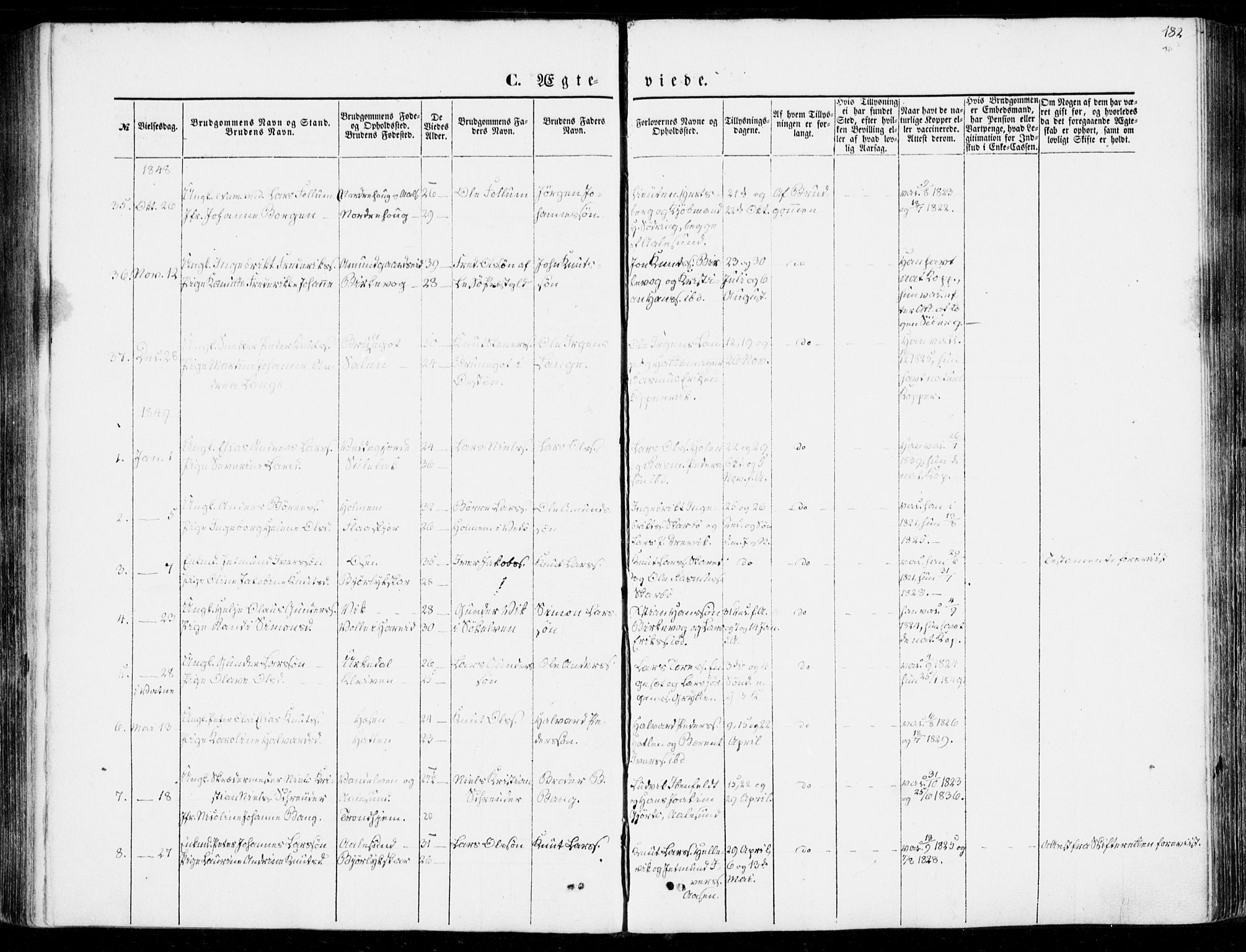 Ministerialprotokoller, klokkerbøker og fødselsregistre - Møre og Romsdal, AV/SAT-A-1454/528/L0397: Parish register (official) no. 528A08, 1848-1858, p. 182