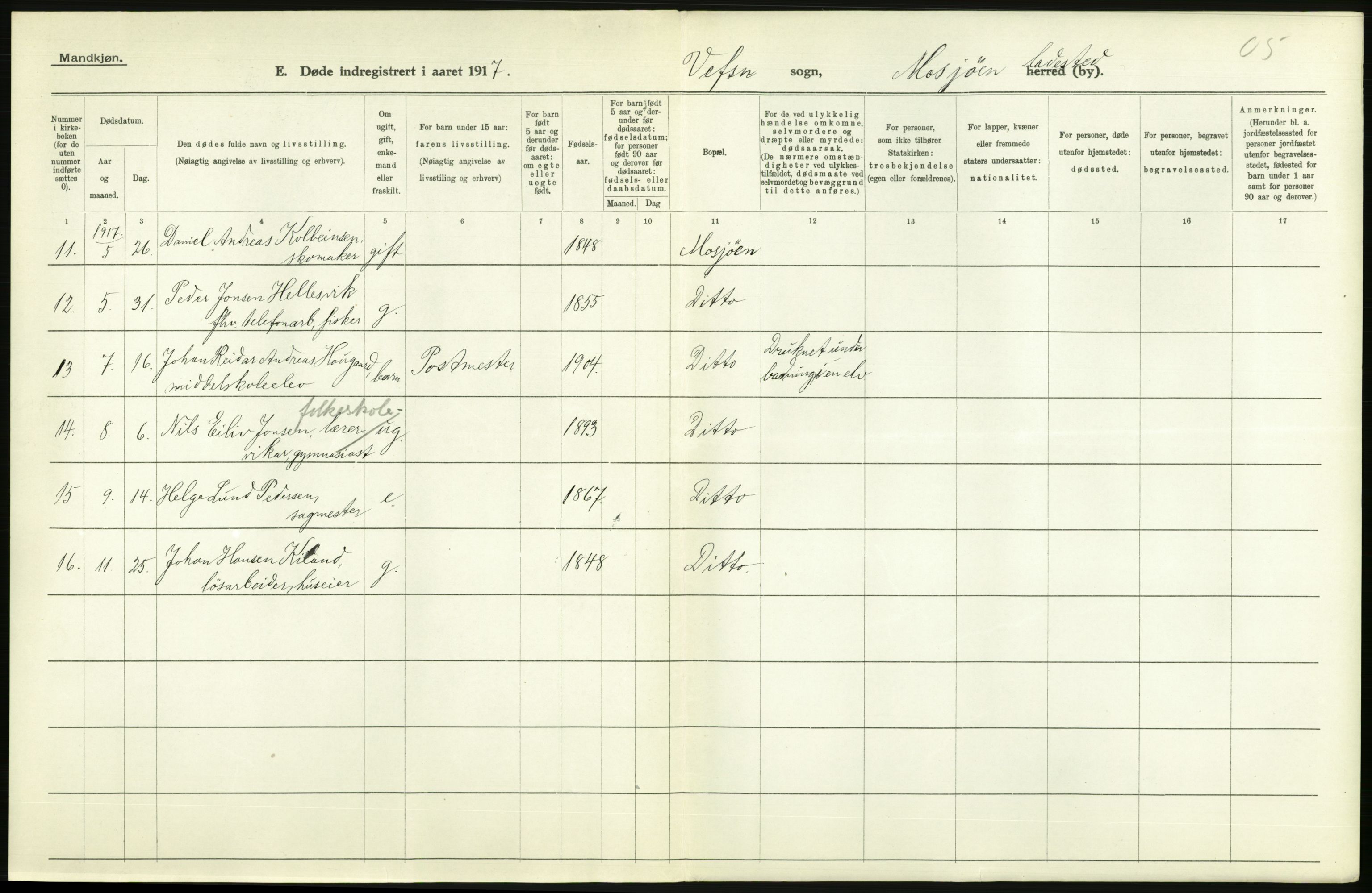 Statistisk sentralbyrå, Sosiodemografiske emner, Befolkning, RA/S-2228/D/Df/Dfb/Dfbg/L0052: Nordlands amt: Døde. Bygder og byer., 1917, p. 580