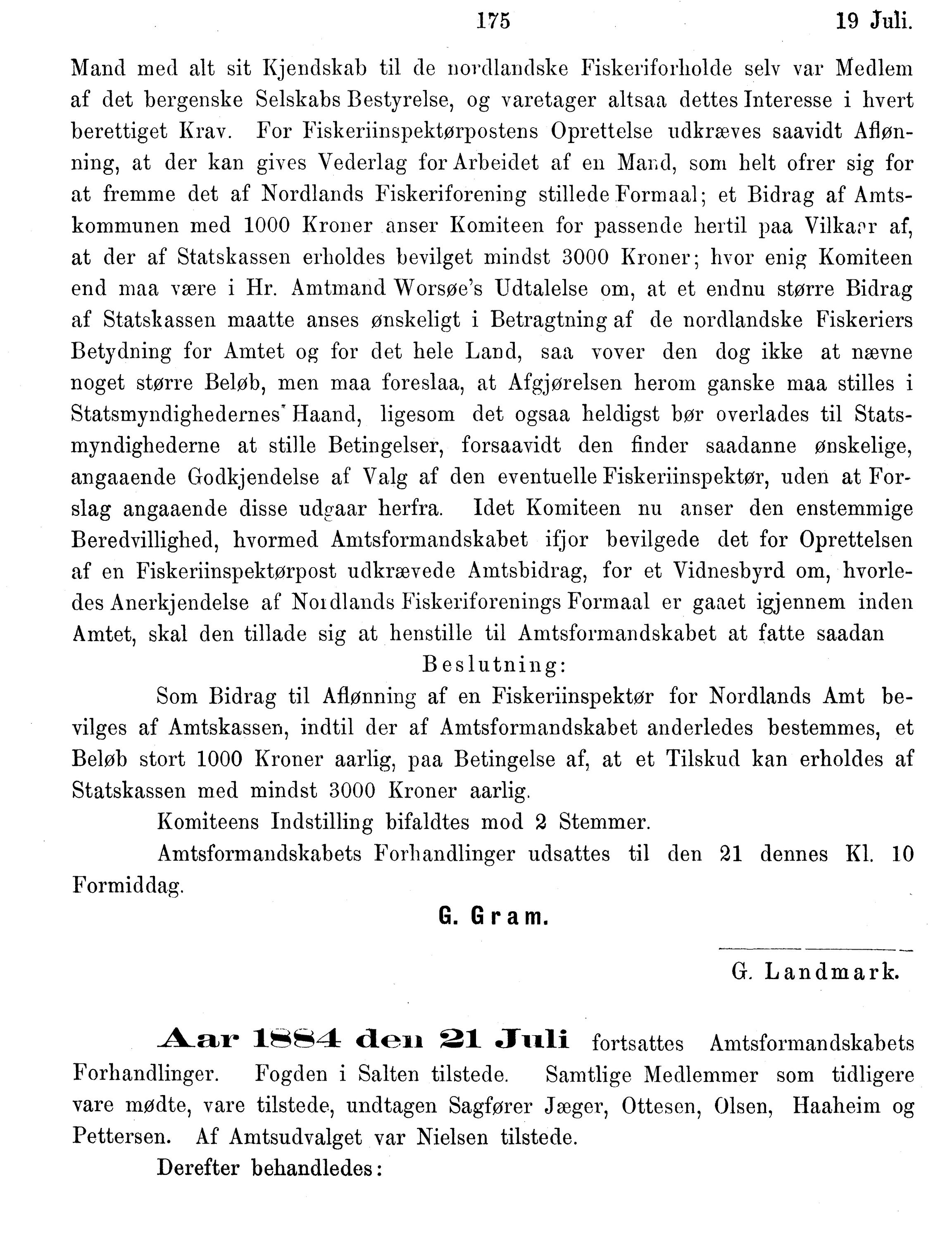 Nordland Fylkeskommune. Fylkestinget, AIN/NFK-17/176/A/Ac/L0014: Fylkestingsforhandlinger 1881-1885, 1881-1885, p. 175