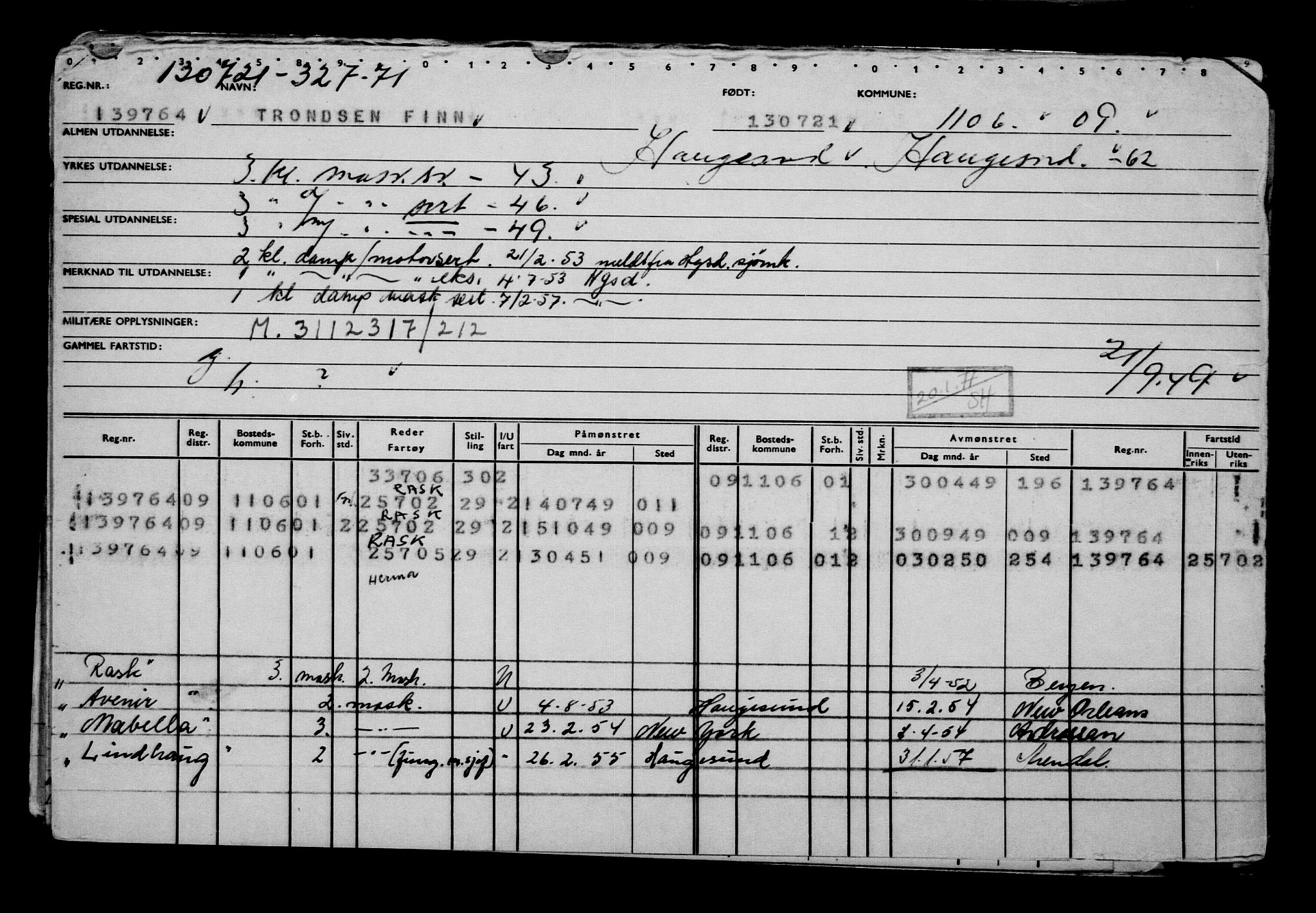 Direktoratet for sjømenn, AV/RA-S-3545/G/Gb/L0196: Hovedkort, 1921, p. 107