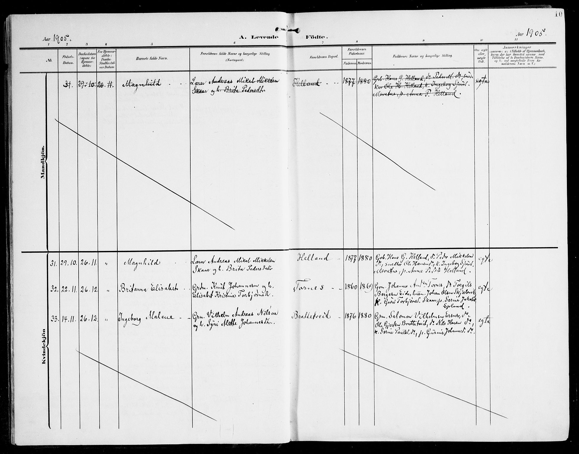 Tysnes sokneprestembete, SAB/A-78601/H/Haa: Parish register (official) no. D 2, 1905-1922, p. 10
