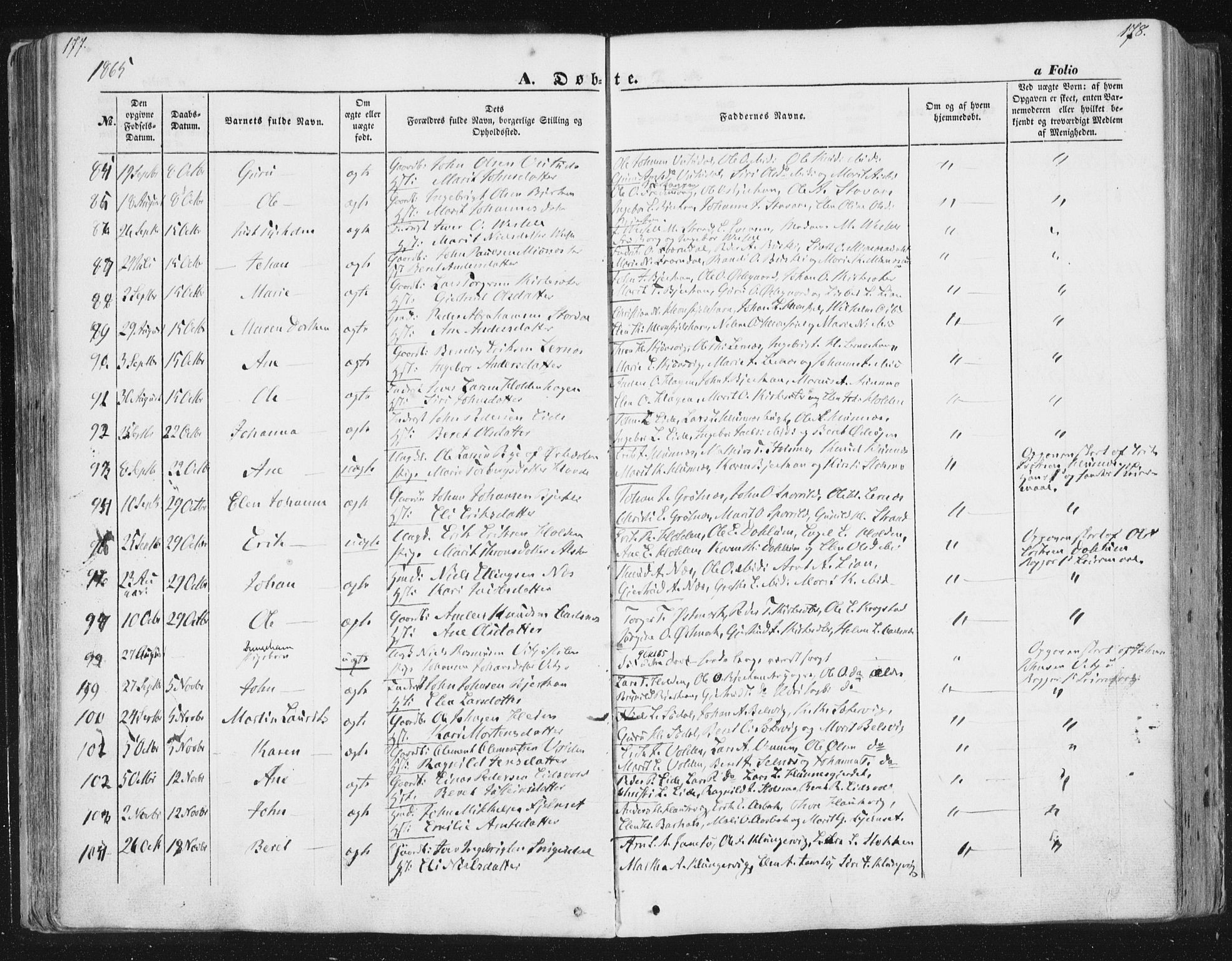 Ministerialprotokoller, klokkerbøker og fødselsregistre - Sør-Trøndelag, SAT/A-1456/630/L0494: Parish register (official) no. 630A07, 1852-1868, p. 177-178