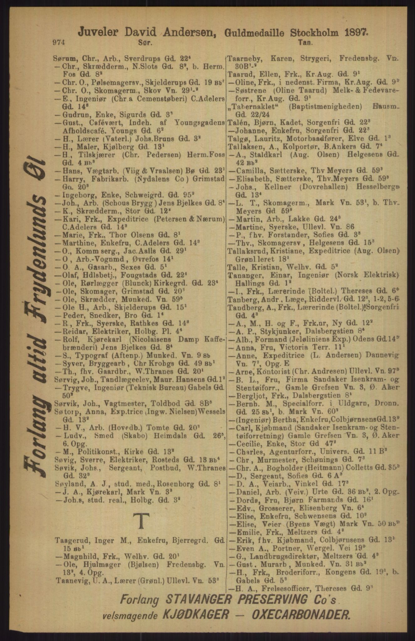 Kristiania/Oslo adressebok, PUBL/-, 1911, p. 974