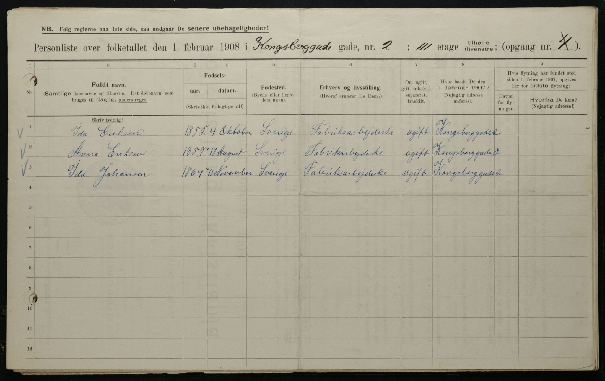 OBA, Municipal Census 1908 for Kristiania, 1908, p. 47140