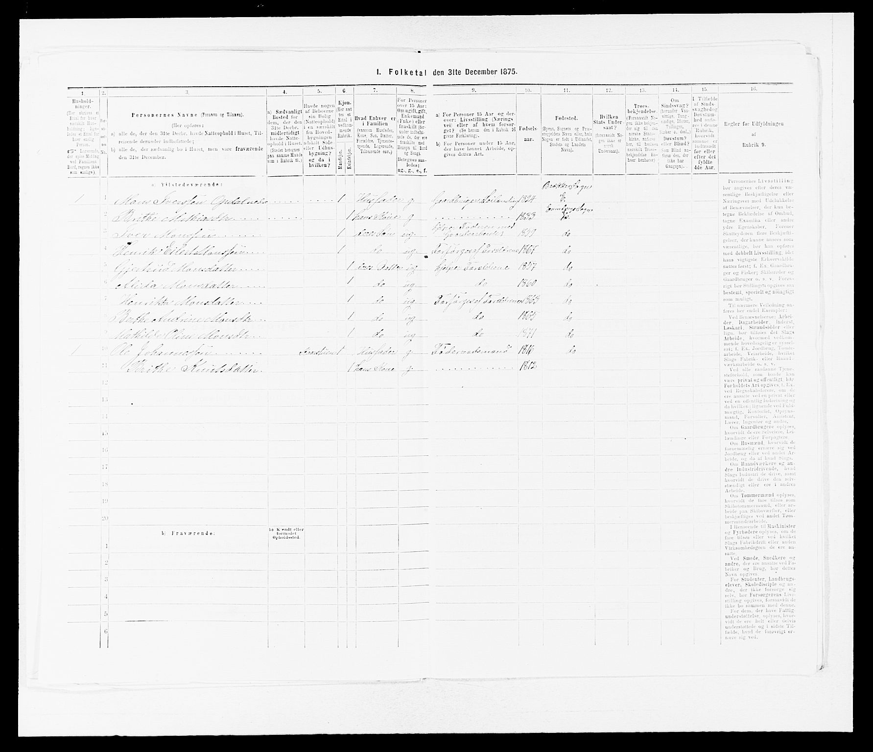 SAB, 1875 census for 1411P Eivindvik, 1875, p. 313