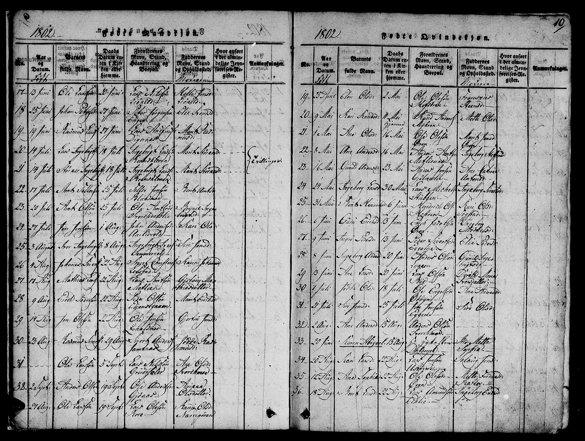 Ministerialprotokoller, klokkerbøker og fødselsregistre - Sør-Trøndelag, SAT/A-1456/668/L0803: Parish register (official) no. 668A03, 1800-1826, p. 10