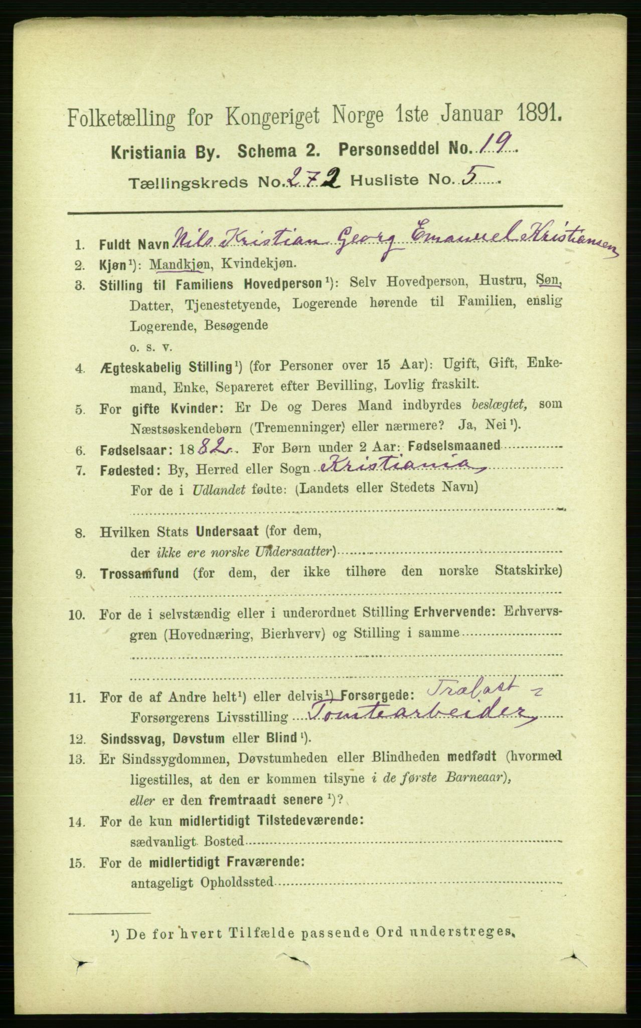 RA, 1891 census for 0301 Kristiania, 1891, p. 165342