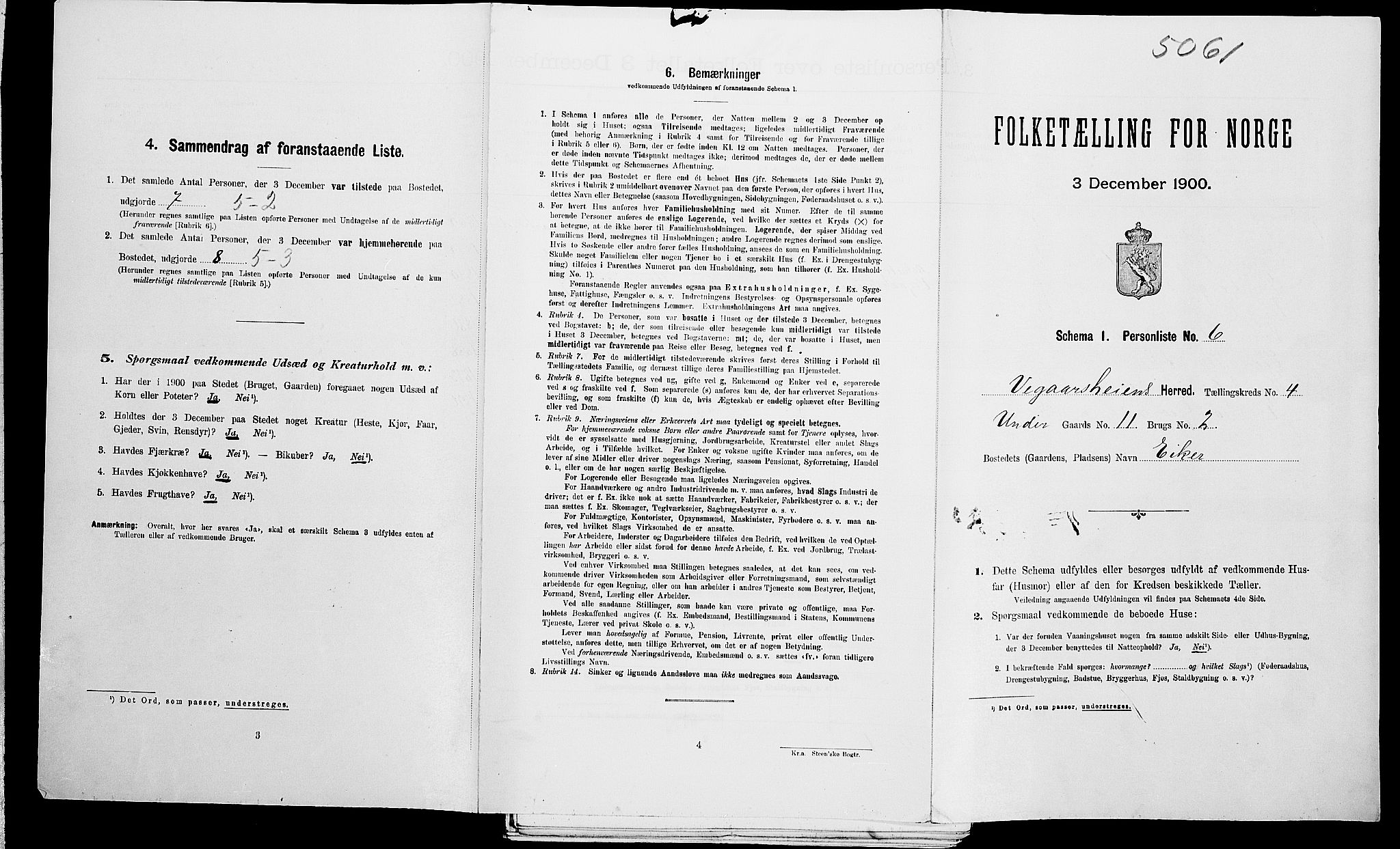 SAK, 1900 census for Vegårshei, 1900, p. 247
