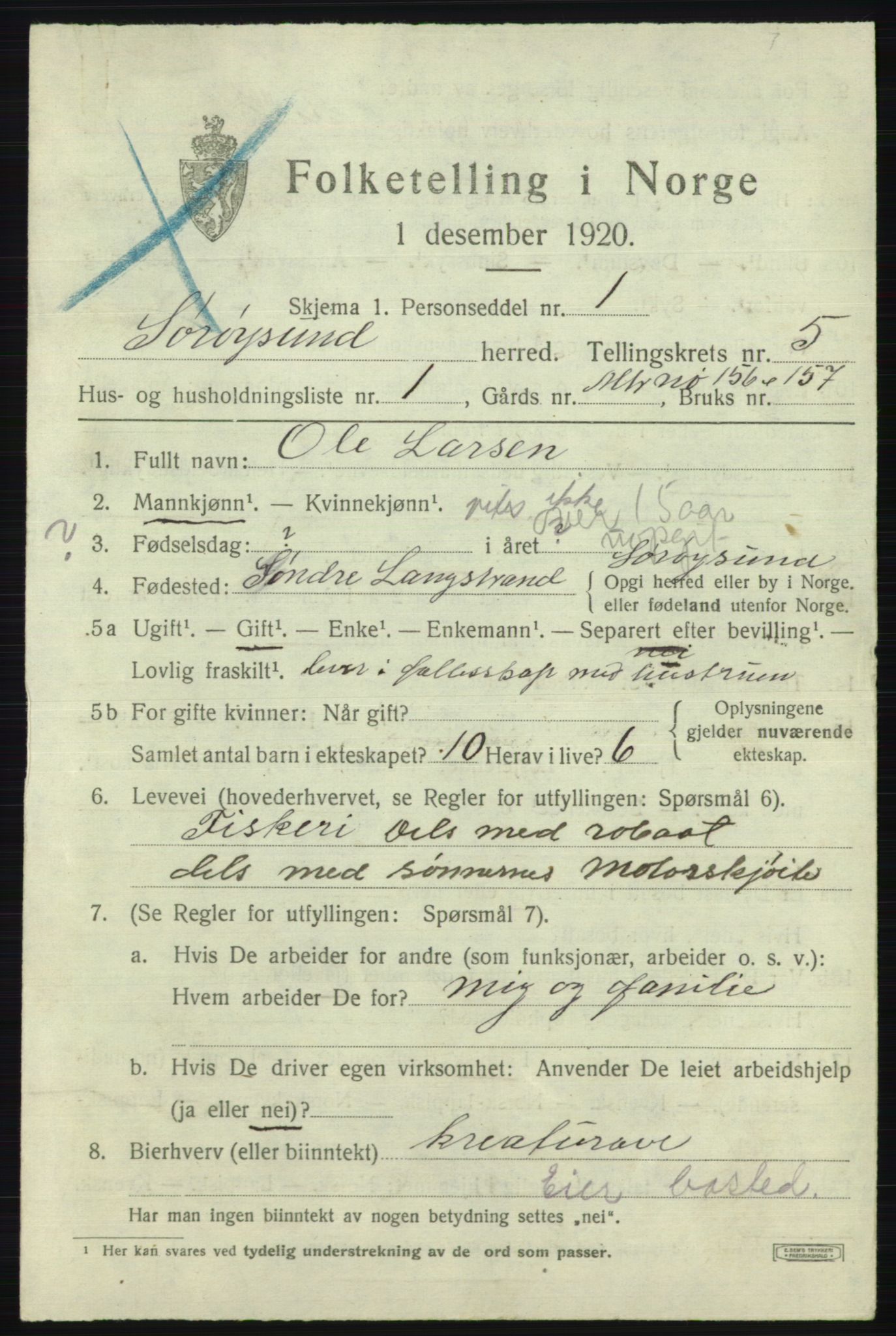 SATØ, 1920 census for Sørøysund rural district, 1920, p. 2332