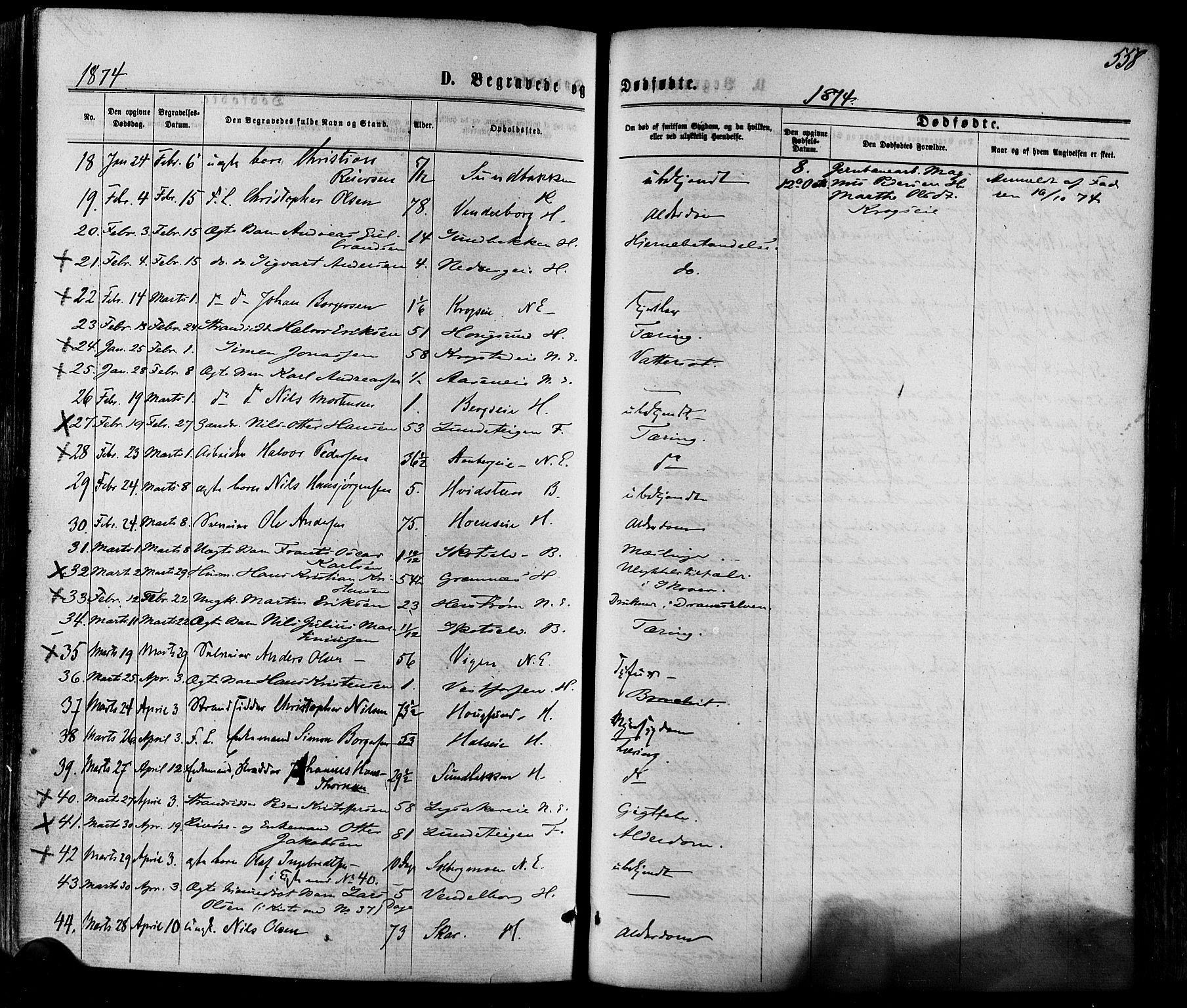 Eiker kirkebøker, AV/SAKO-A-4/F/Fa/L0017: Parish register (official) no. I 17, 1869-1877, p. 558