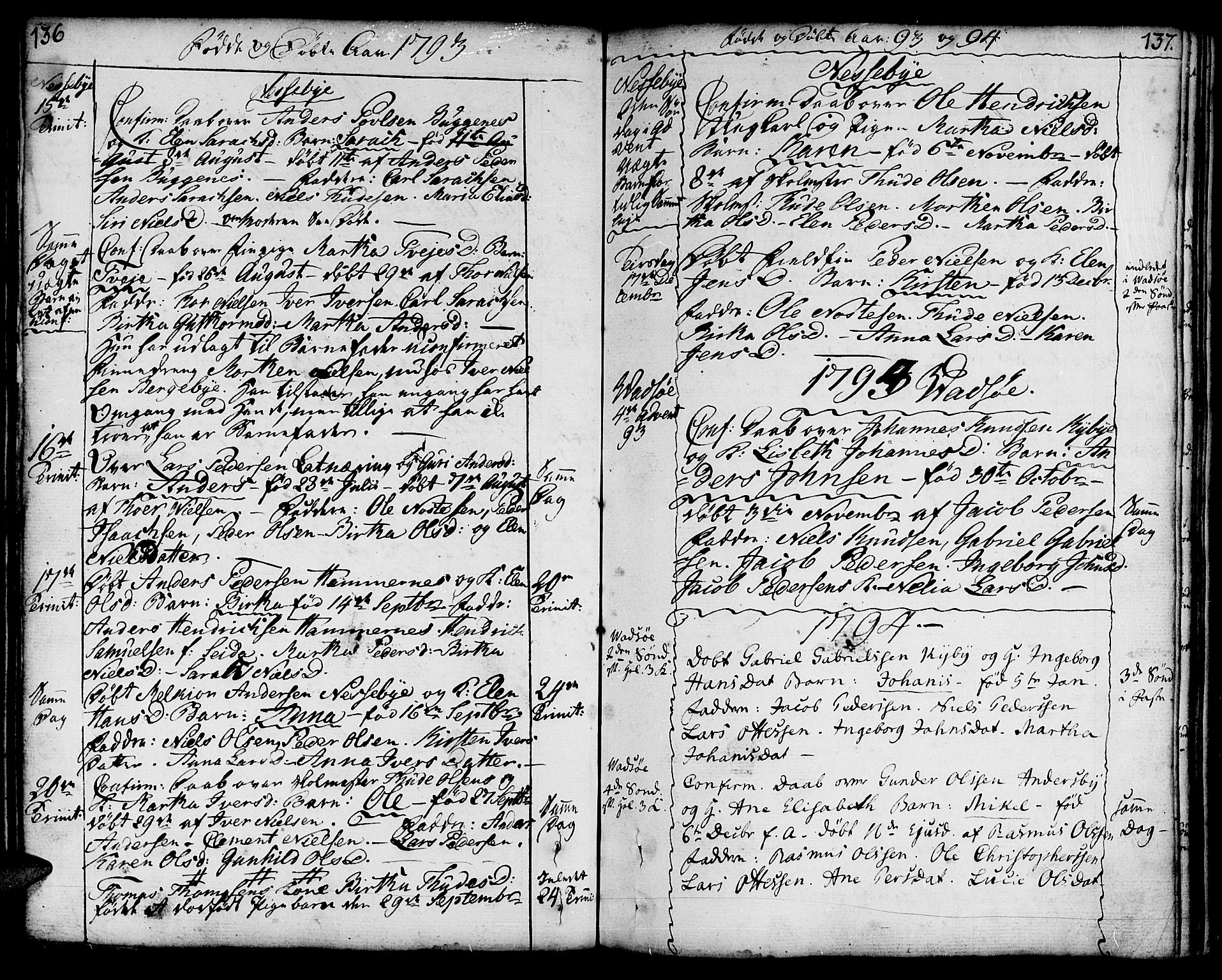 Vadsø sokneprestkontor, SATØ/S-1325/H/Ha/L0002kirke: Parish register (official) no. 2, 1764-1821, p. 136-137