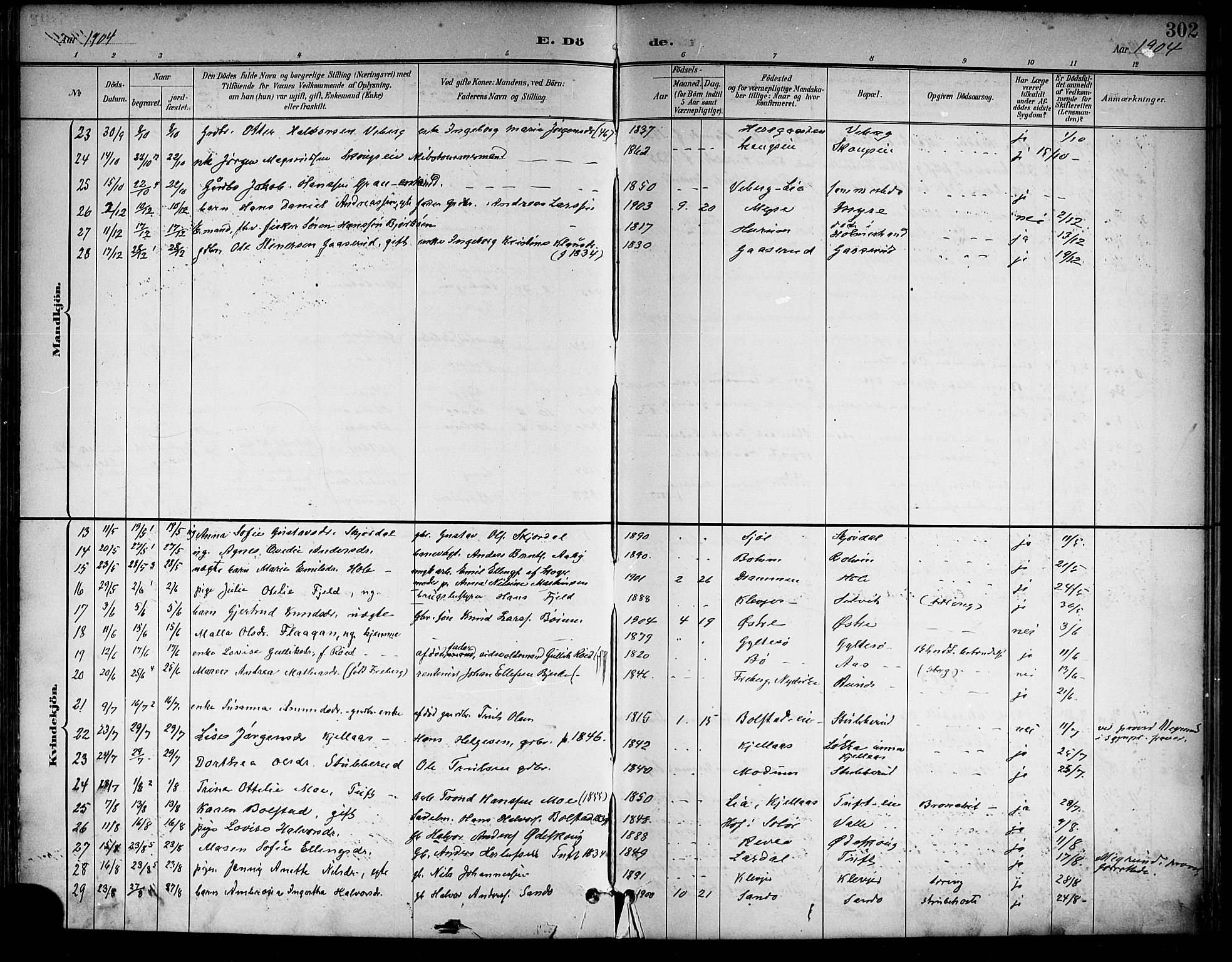 Sande Kirkebøker, AV/SAKO-A-53/G/Ga/L0004: Parish register (copy) no. 4, 1895-1918, p. 302