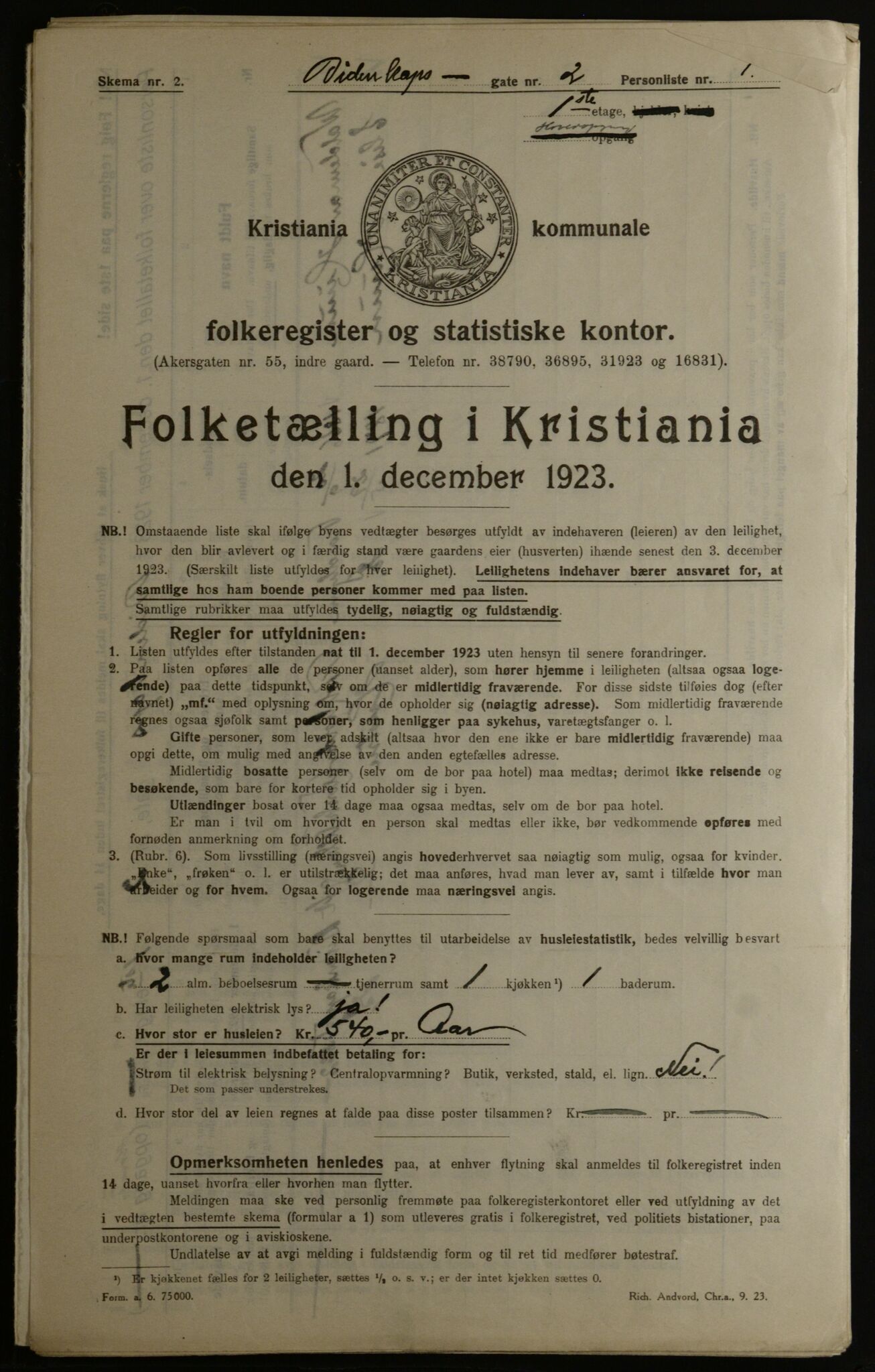 OBA, Municipal Census 1923 for Kristiania, 1923, p. 5755