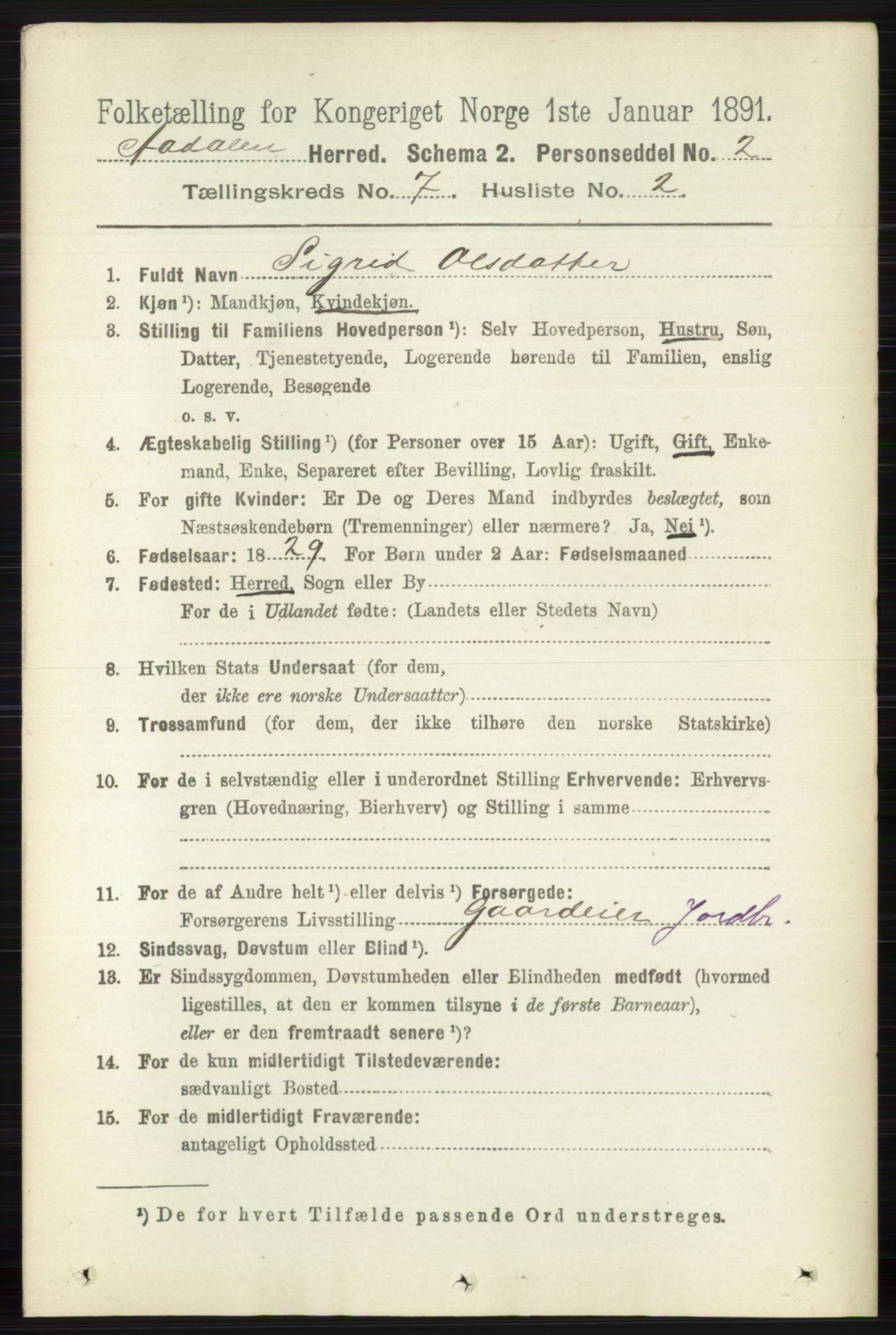RA, 1891 census for 0614 Ådal, 1891, p. 3044