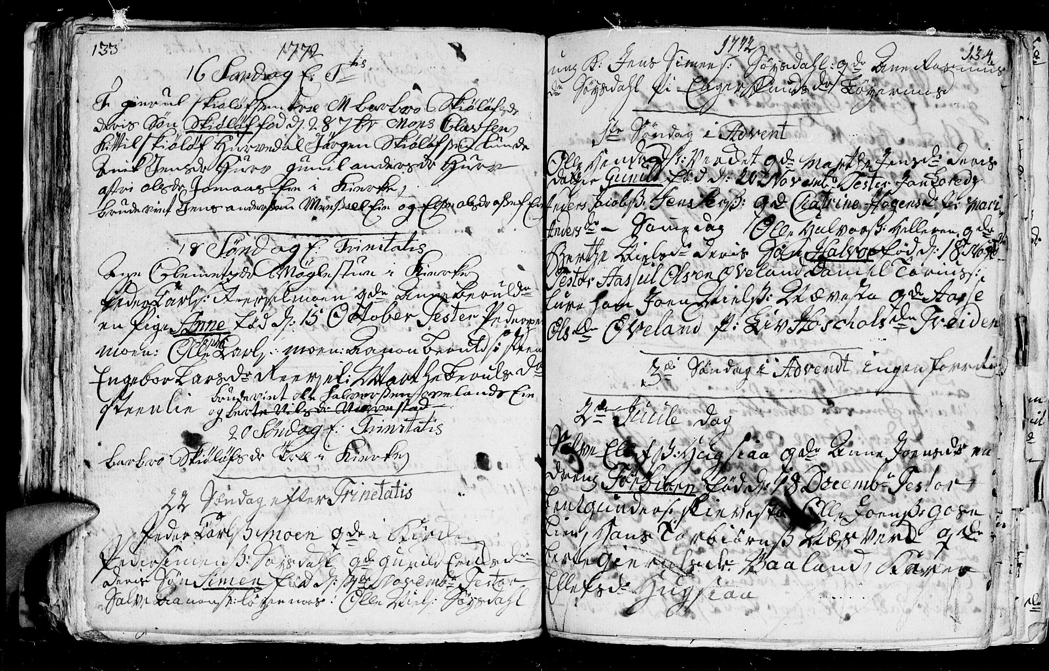 Froland sokneprestkontor, AV/SAK-1111-0013/F/Fb/L0003: Parish register (copy) no. B 3, 1759-1776, p. 133-134