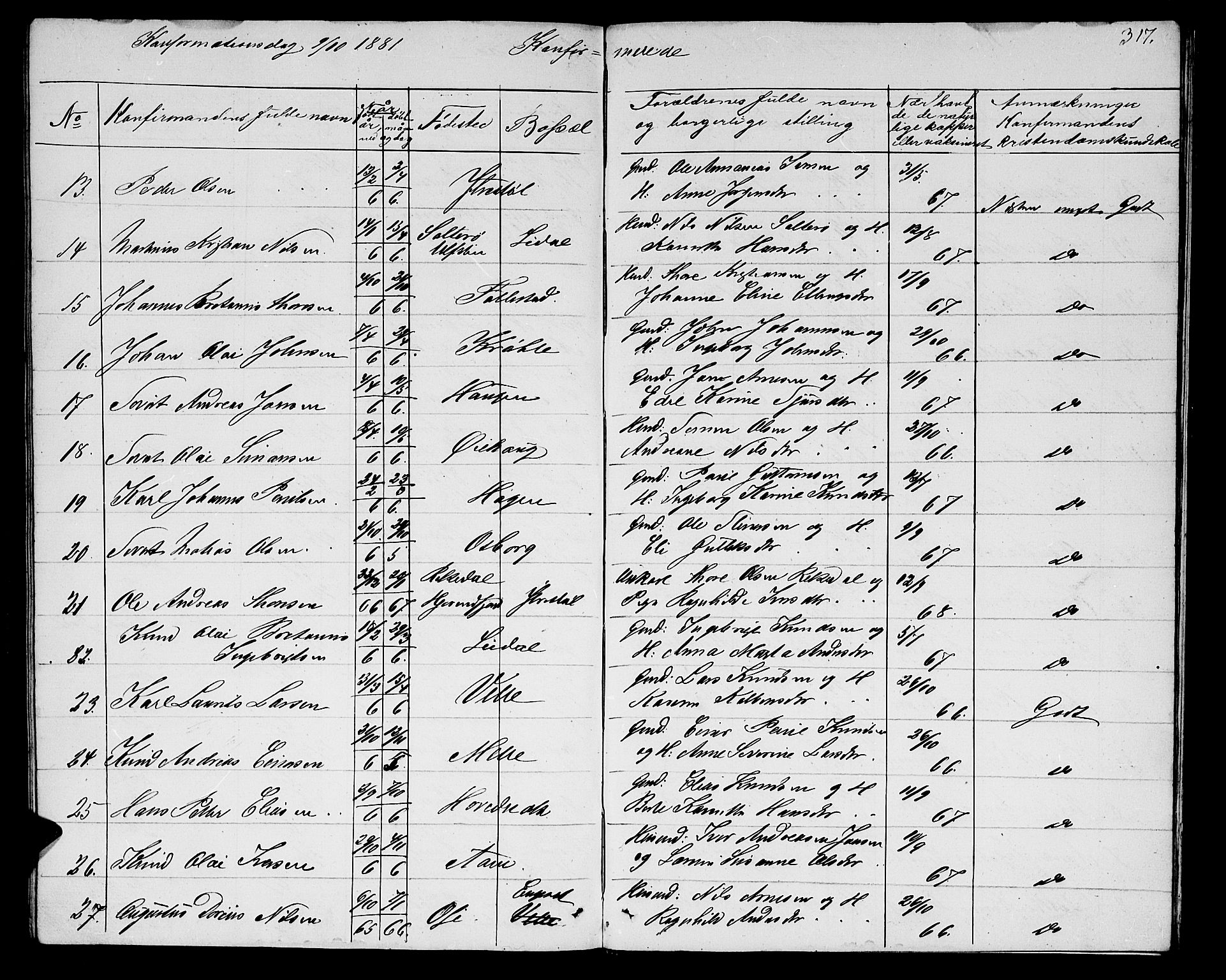 Ministerialprotokoller, klokkerbøker og fødselsregistre - Møre og Romsdal, AV/SAT-A-1454/513/L0188: Parish register (copy) no. 513C02, 1865-1882, p. 317