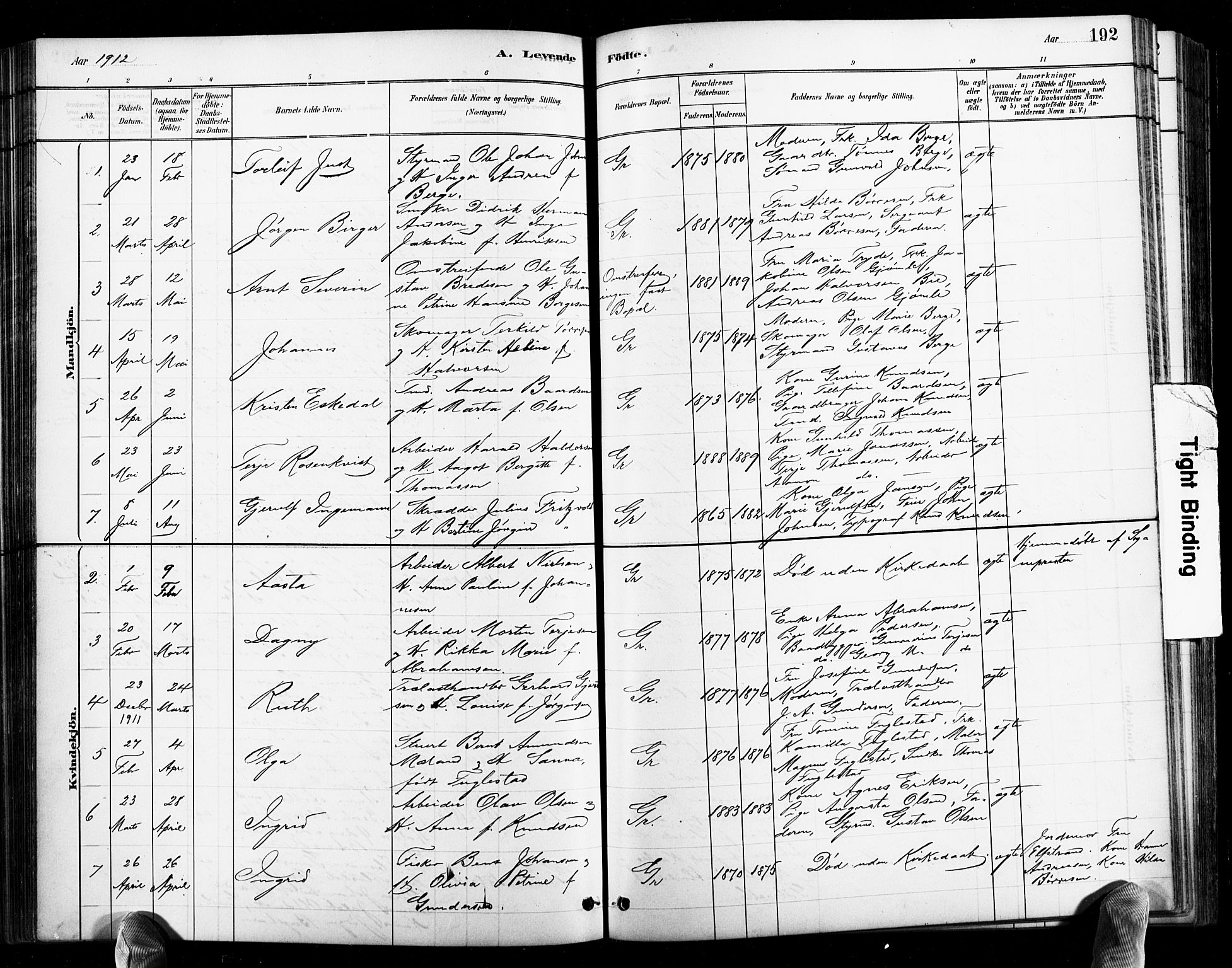 Grimstad sokneprestkontor, AV/SAK-1111-0017/F/Fb/L0001: Parish register (copy) no. B 1, 1881-1922, p. 192