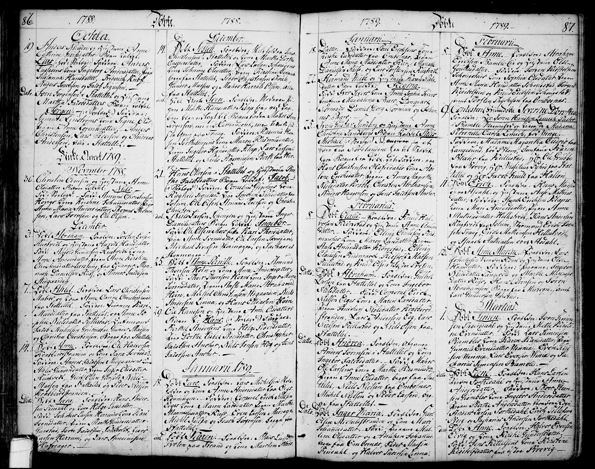 Bamble kirkebøker, SAKO/A-253/F/Fa/L0002: Parish register (official) no. I 2, 1775-1814, p. 86-87