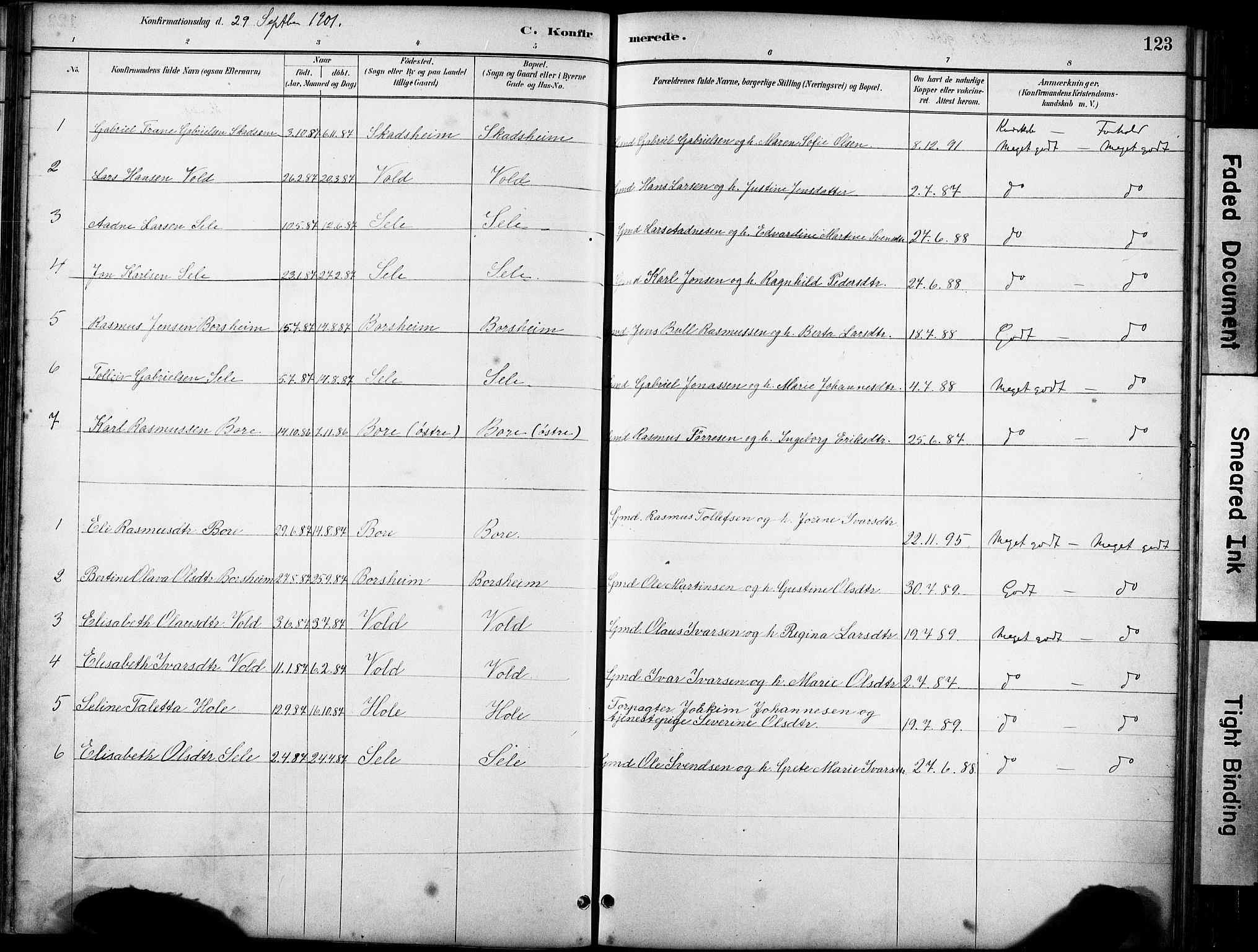 Klepp sokneprestkontor, SAST/A-101803/001/3/30BA/L0008: Parish register (official) no. A 9, 1886-1919, p. 123