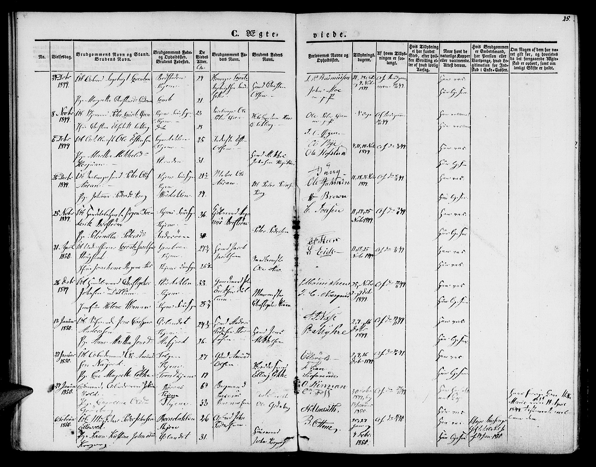 Ministerialprotokoller, klokkerbøker og fødselsregistre - Sør-Trøndelag, SAT/A-1456/602/L0111: Parish register (official) no. 602A09, 1844-1867, p. 25