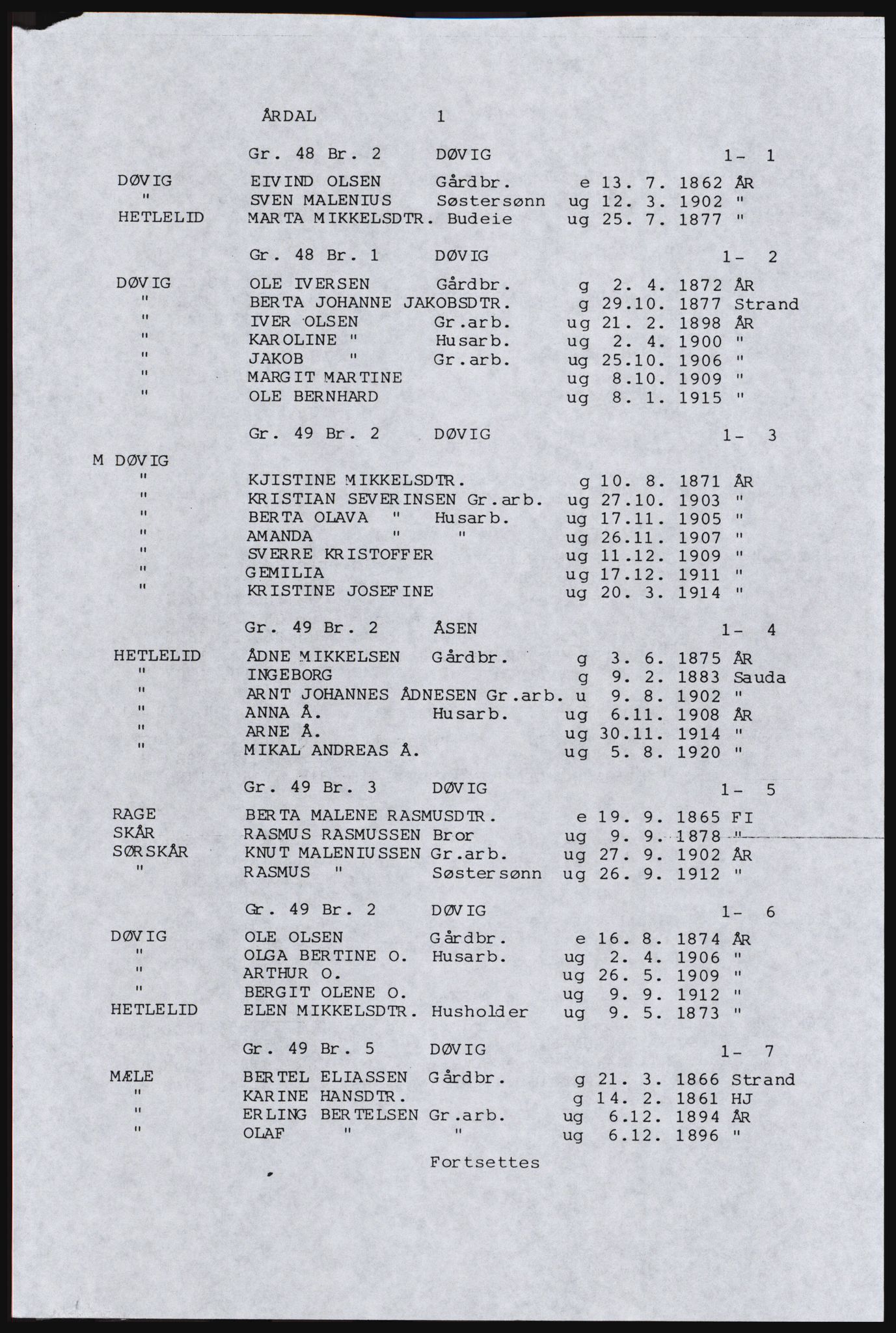 SAST, Copy of 1920 census for Inner Ryfylke, 1920, p. 7