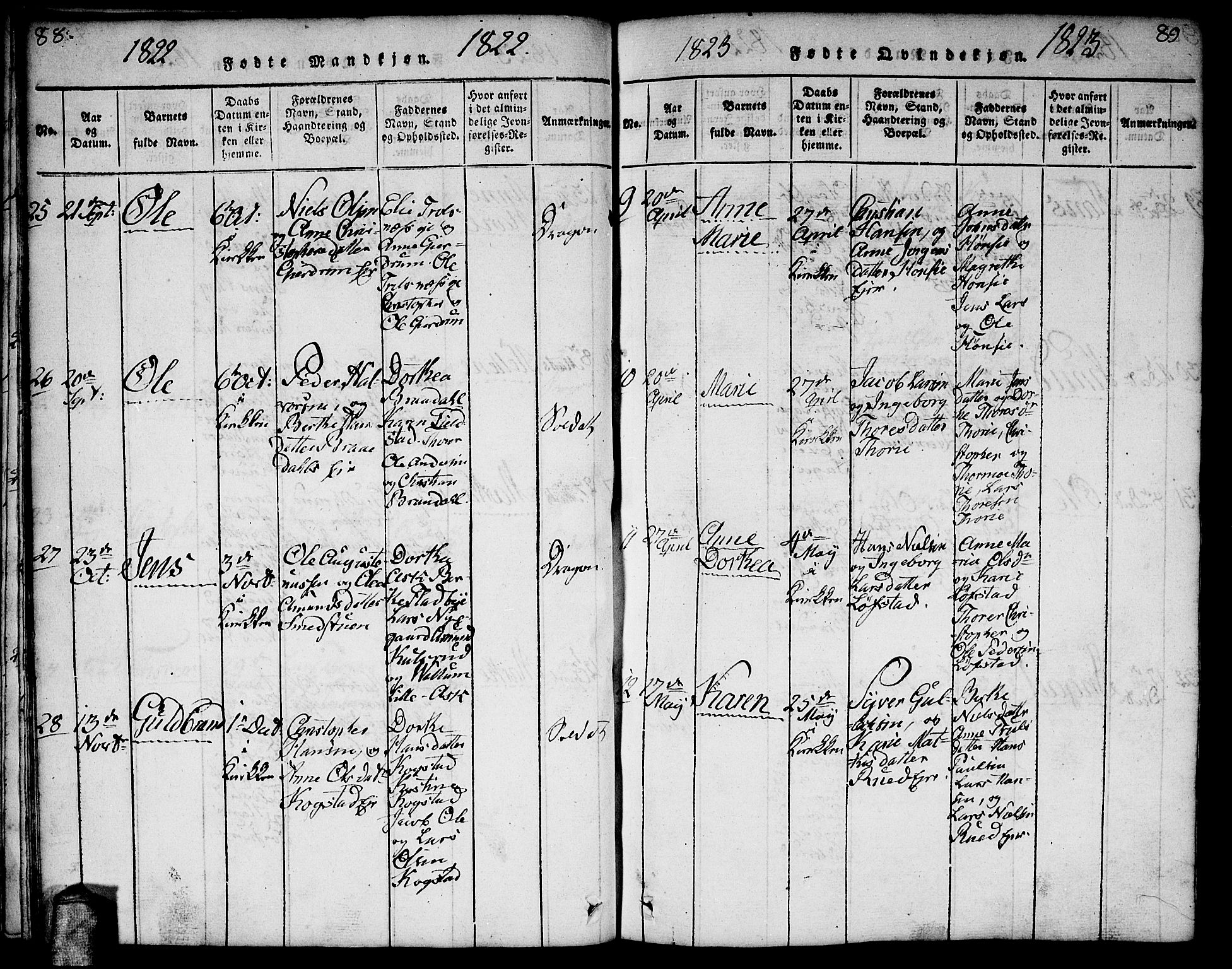 Gjerdrum prestekontor Kirkebøker, SAO/A-10412b/F/Fa/L0004: Parish register (official) no. I 4, 1816-1836, p. 88-89