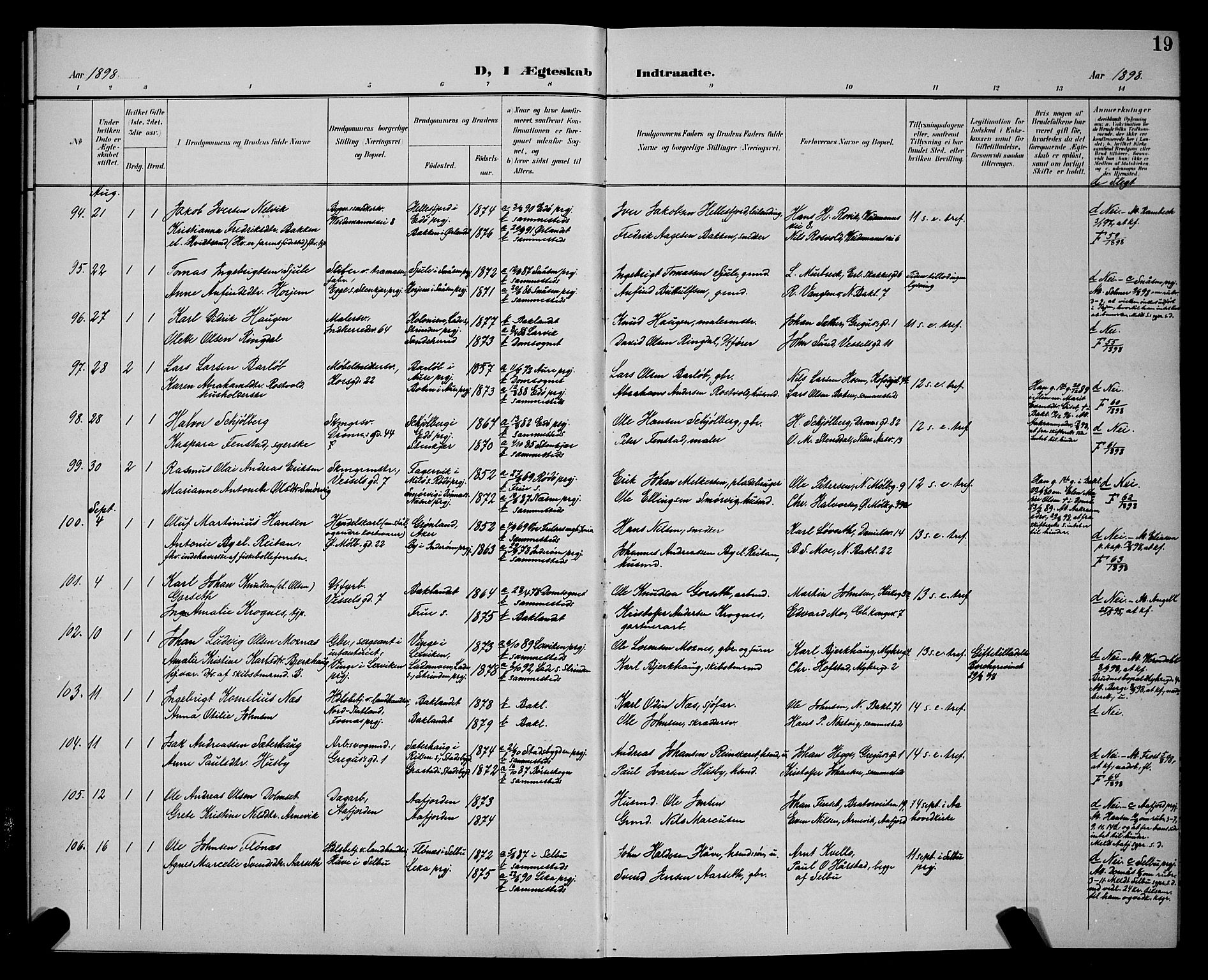 Ministerialprotokoller, klokkerbøker og fødselsregistre - Sør-Trøndelag, AV/SAT-A-1456/604/L0226: Parish register (copy) no. 604C09, 1897-1900, p. 19