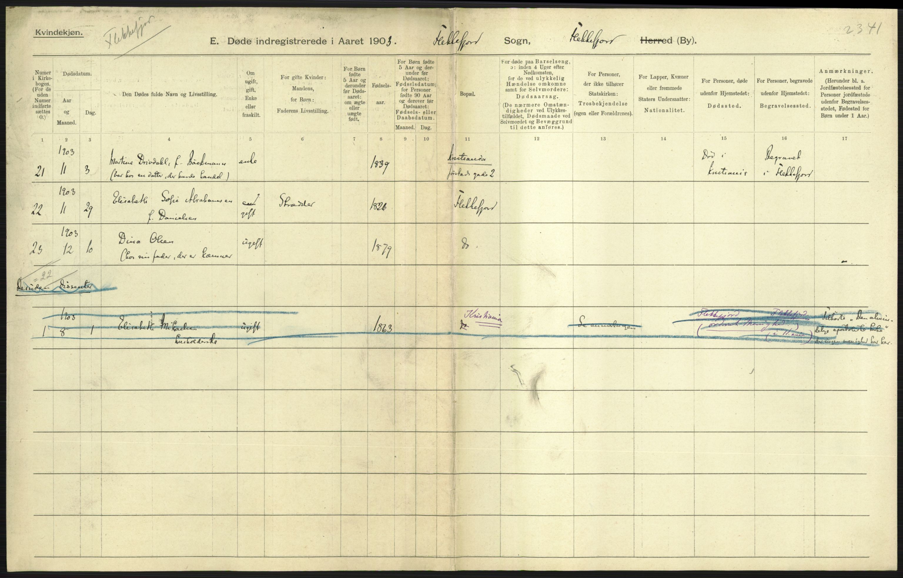 Statistisk sentralbyrå, Sosiodemografiske emner, Befolkning, AV/RA-S-2228/D/Df/Dfa/Dfaa/L0011: Lister og Mandal amt: Fødte, gifte, døde, 1903, p. 561