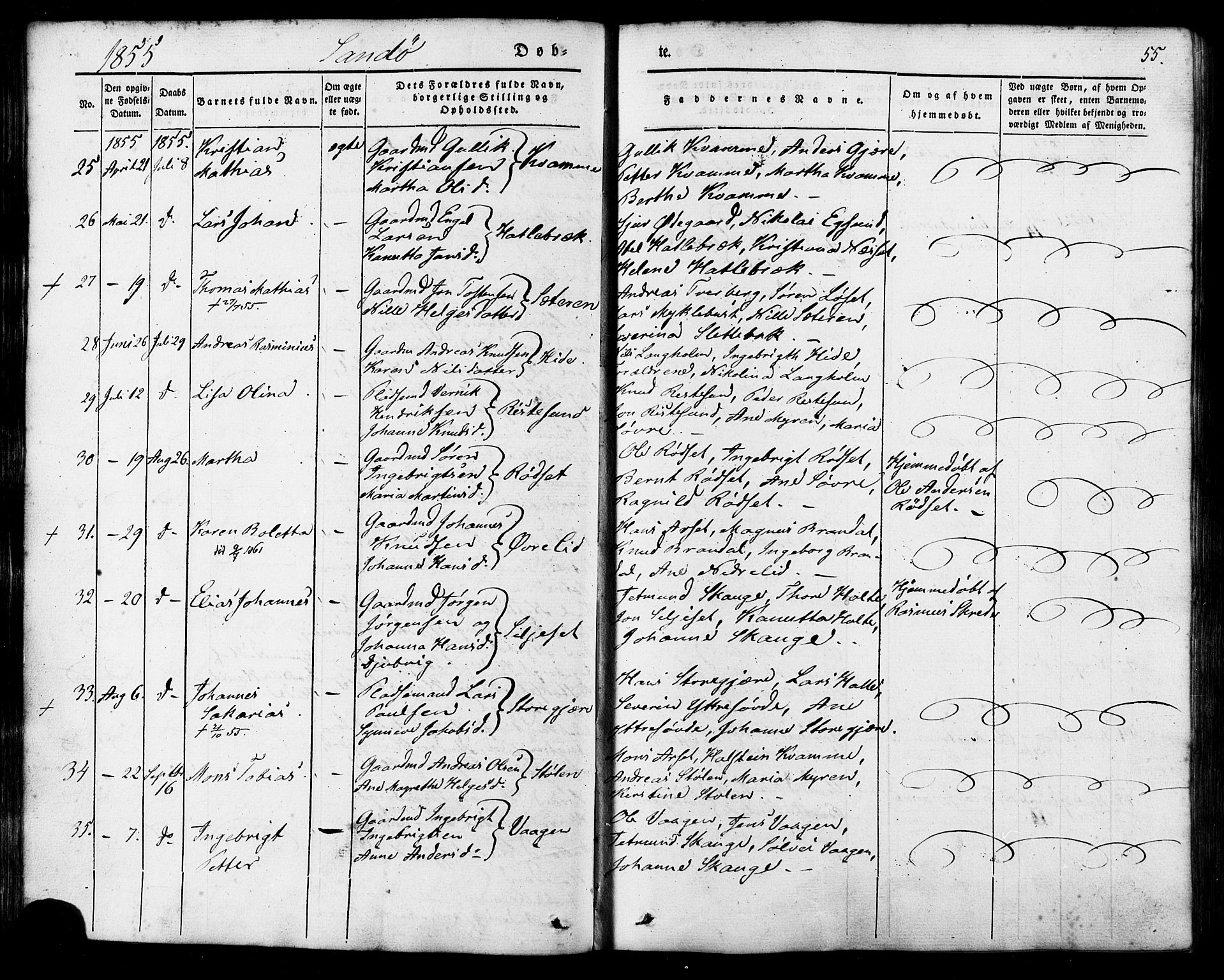 Ministerialprotokoller, klokkerbøker og fødselsregistre - Møre og Romsdal, AV/SAT-A-1454/503/L0034: Parish register (official) no. 503A02, 1841-1884, p. 55