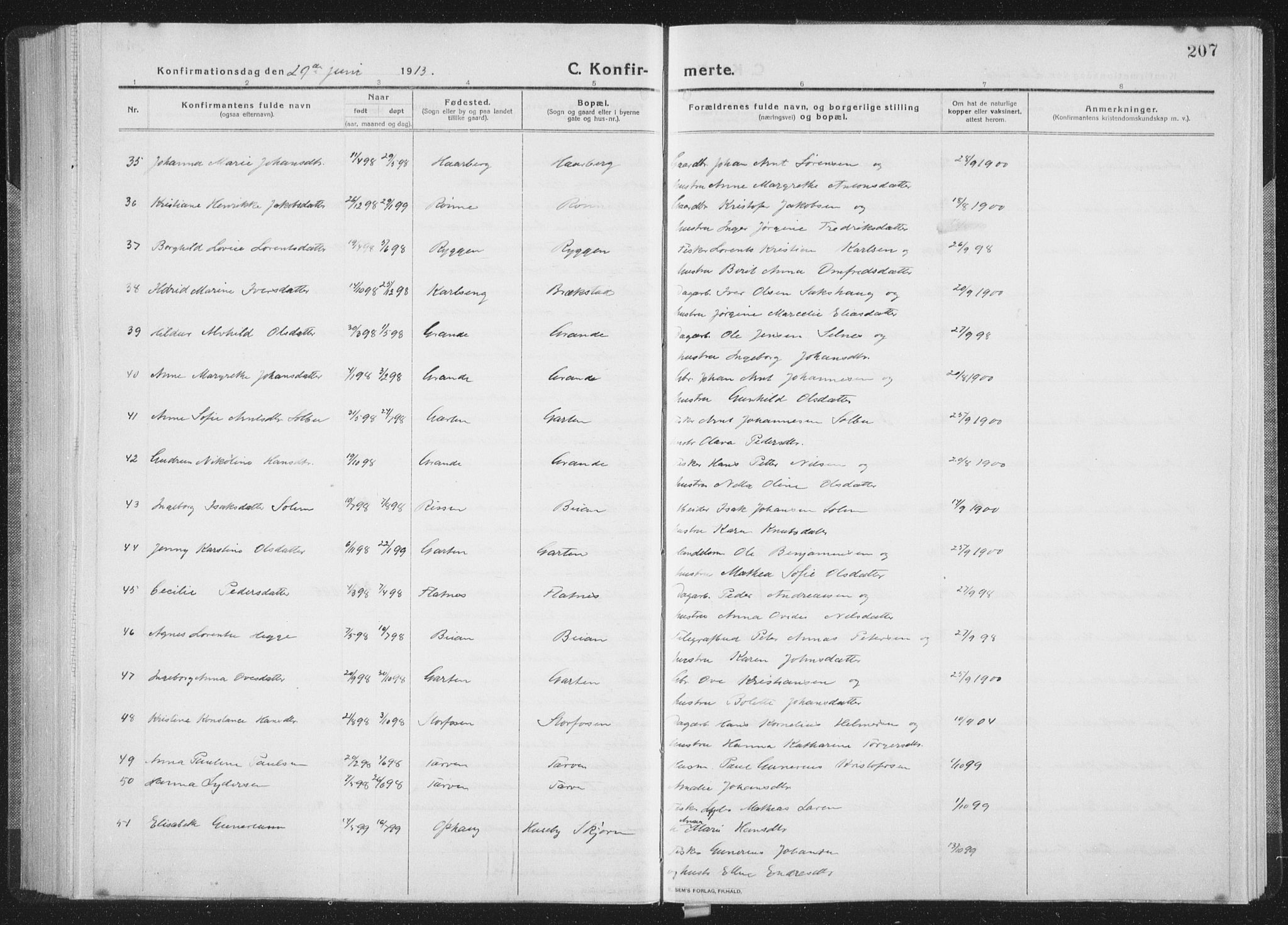 Ministerialprotokoller, klokkerbøker og fødselsregistre - Sør-Trøndelag, SAT/A-1456/659/L0747: Parish register (copy) no. 659C04, 1913-1938, p. 207