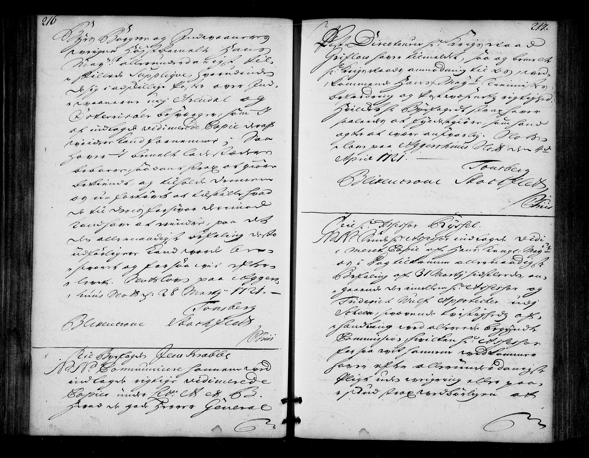 Stattholderembetet 1572-1771, AV/RA-EA-2870/Bd/L0013: Ordreprotokoll, 1720-1722, p. 216-217