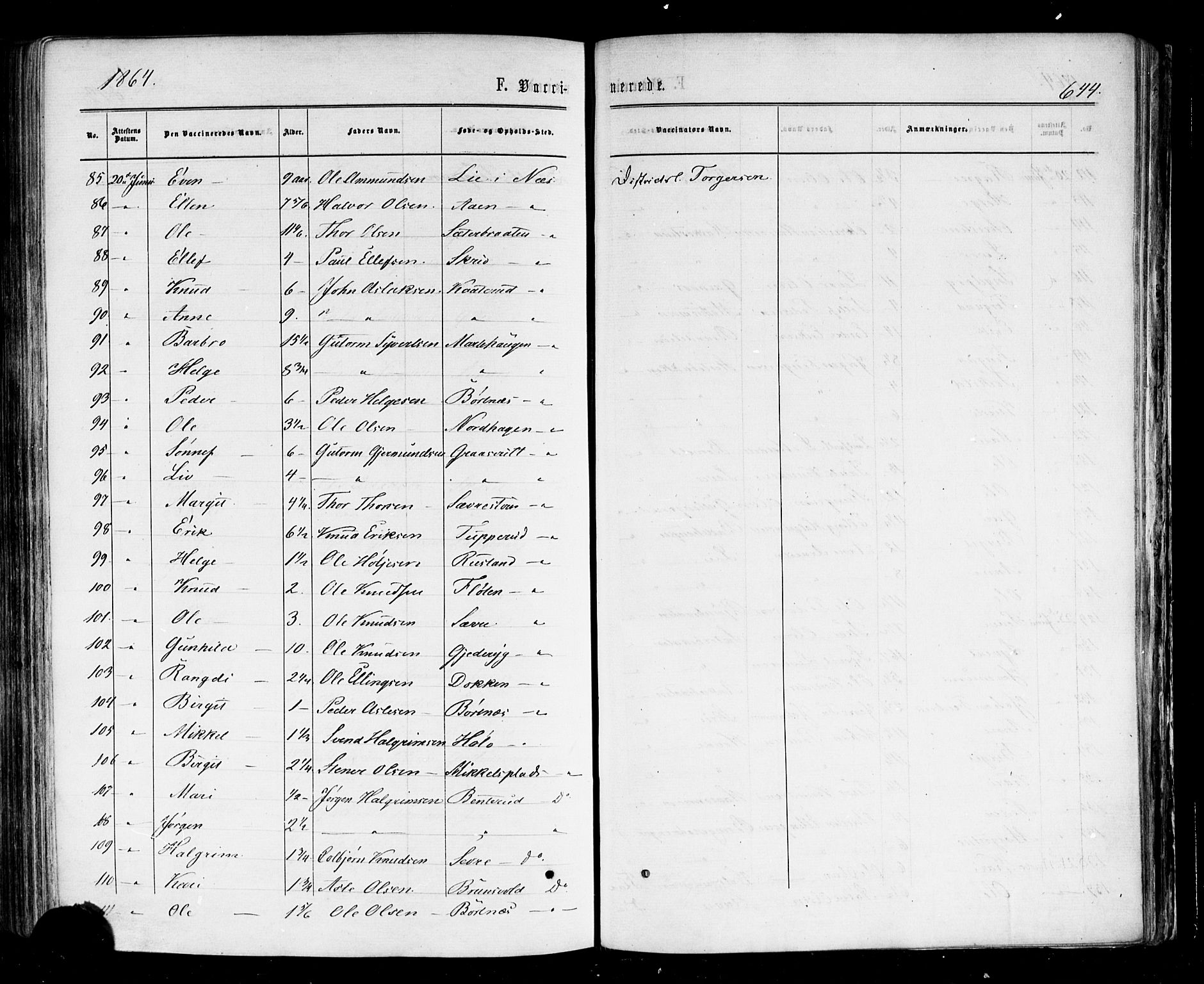 Nes kirkebøker, AV/SAKO-A-236/F/Fa/L0010: Parish register (official) no. 10, 1864-1880, p. 644